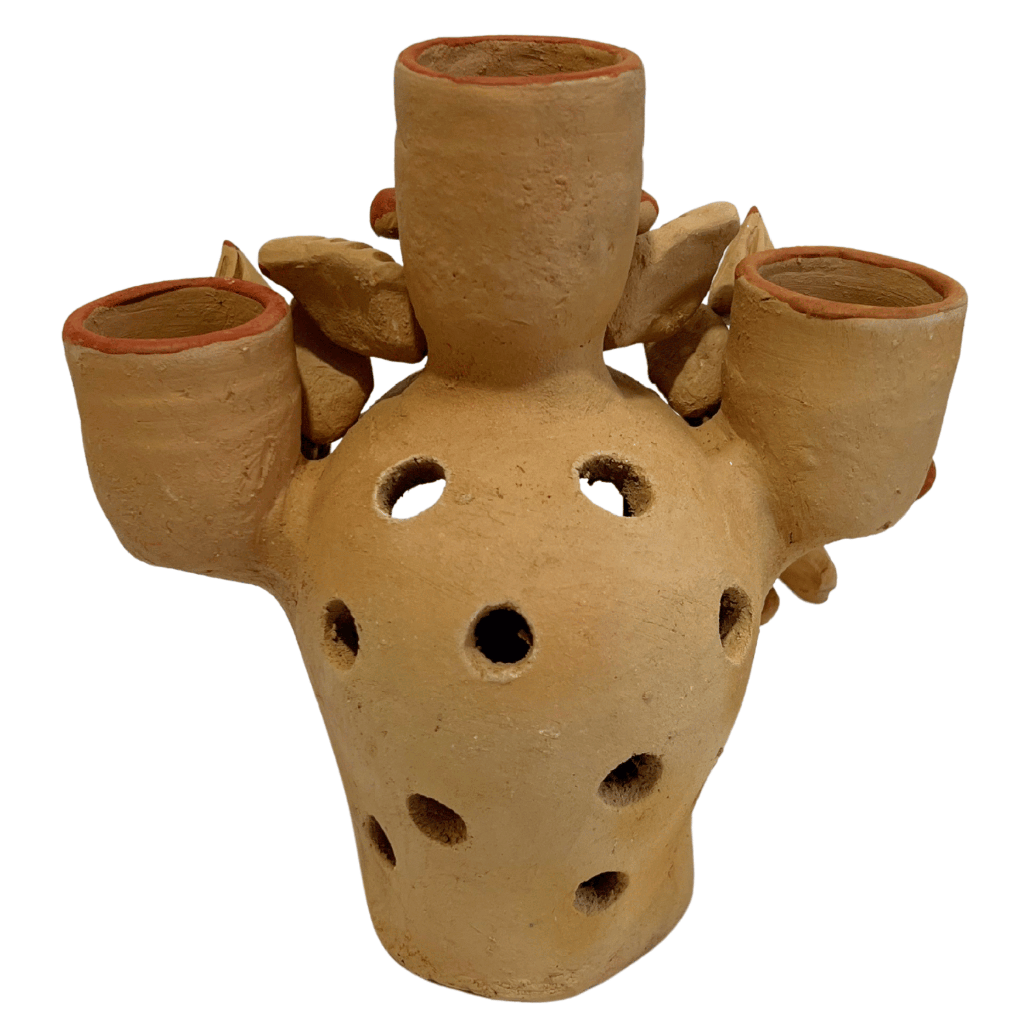 CANDELABRO CRANEO BARRO BORDADO NATURAL 04