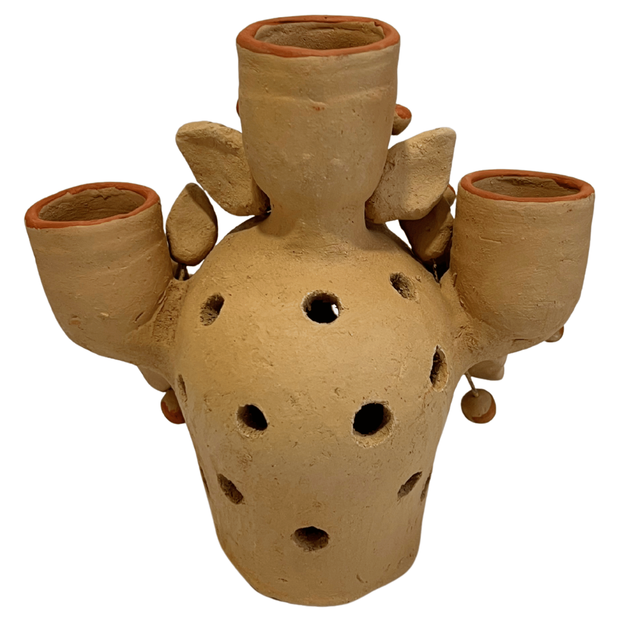 CANDELABRO CRANEO BARRO BORDADO NATURAL 06