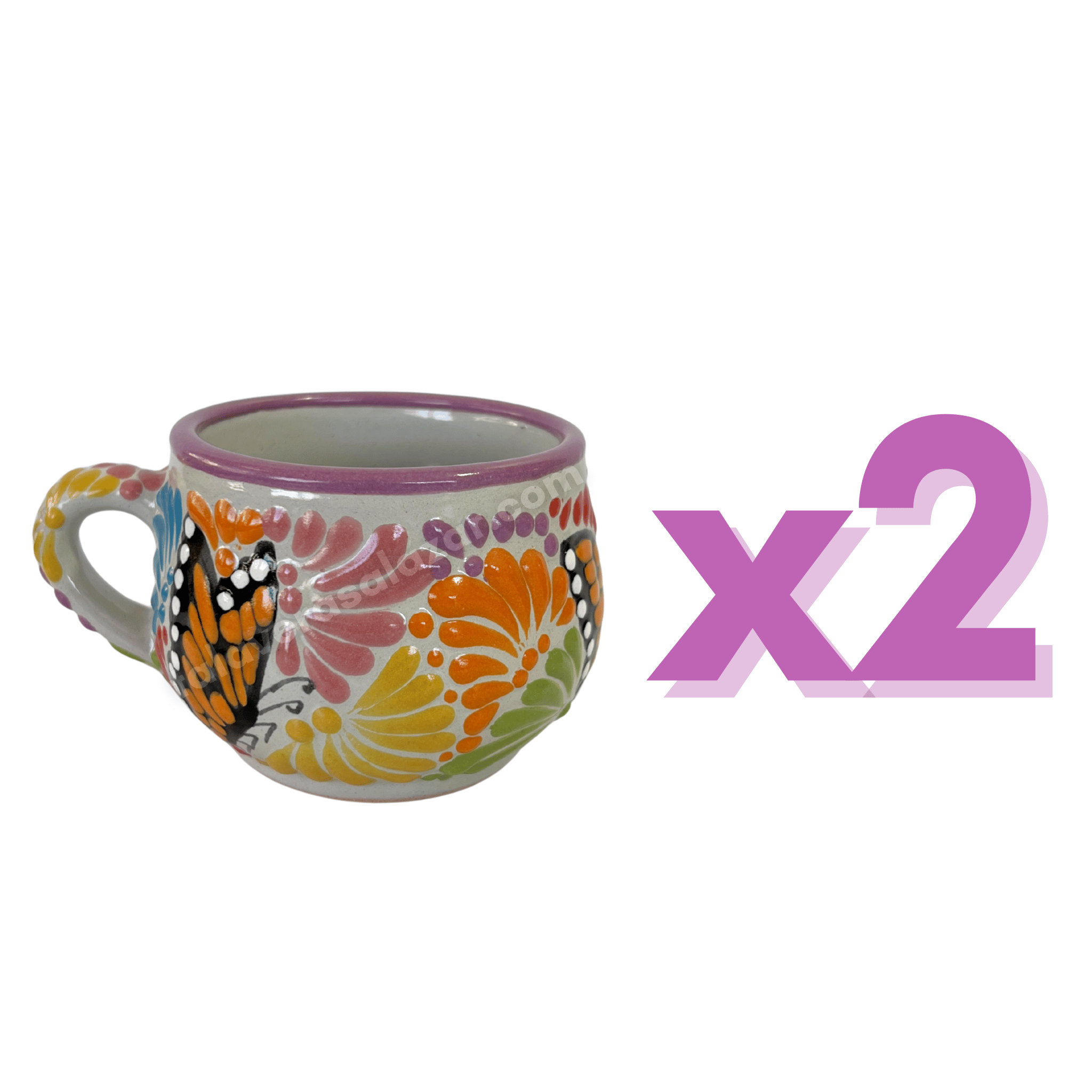 TAZA CHOCOLATERA MEDIANA FONDO TRADICIONAL MIK MULTICOLOR MARIPOSAS