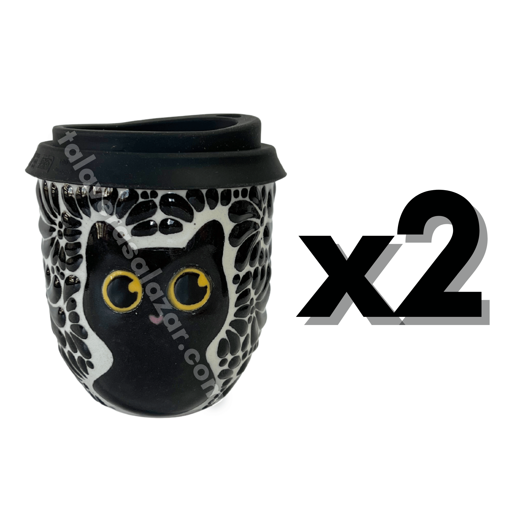 TERMO BOLITA FONDO TRADICIONAL MIK NEGRO GATO NEGRO CON OJOS AMARILLOS