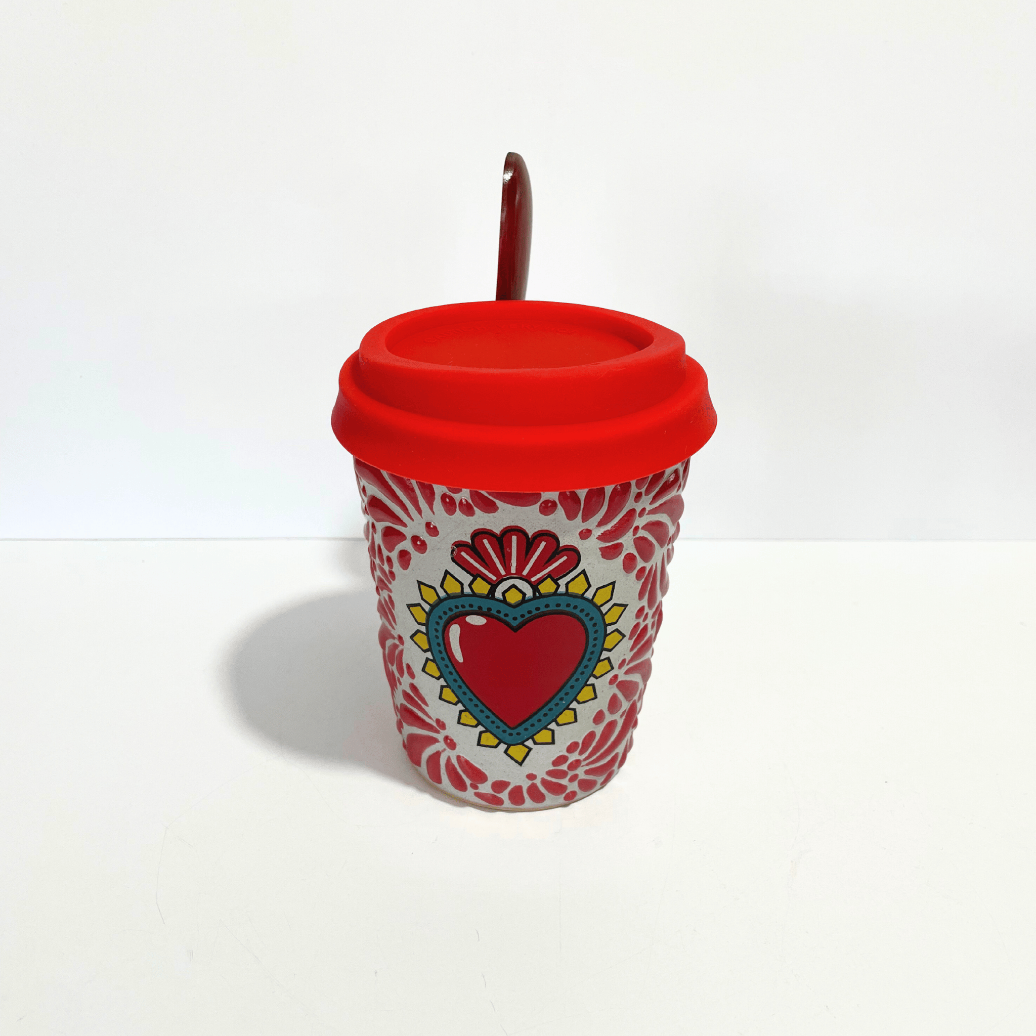 TERMO CUCHARA SAGRADO CORAZON ROJO ESTILO MIK