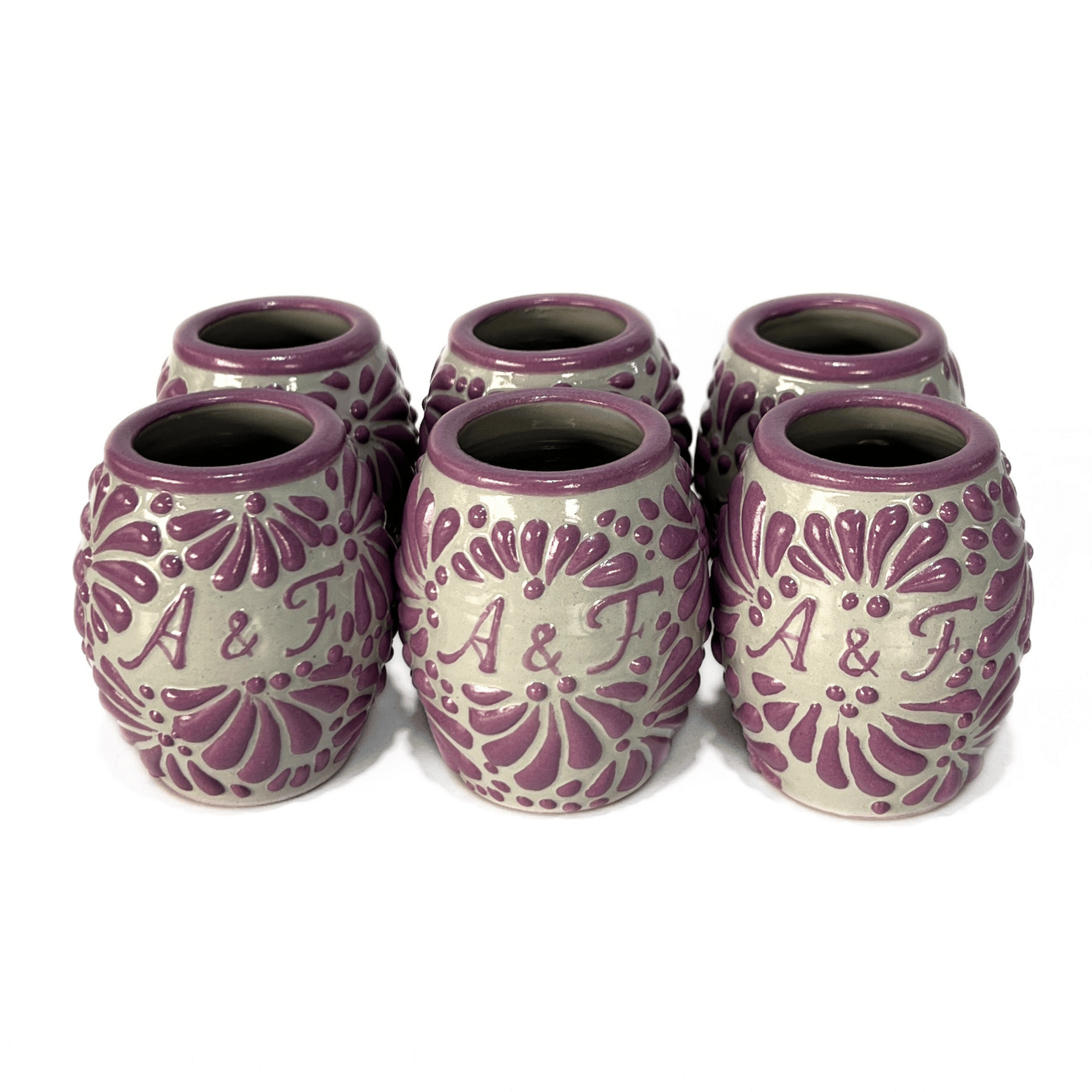 TEQUILERO BARRIL 8 CARACTERES FONDO TRADICIONAL MIK MORADO INICIALES