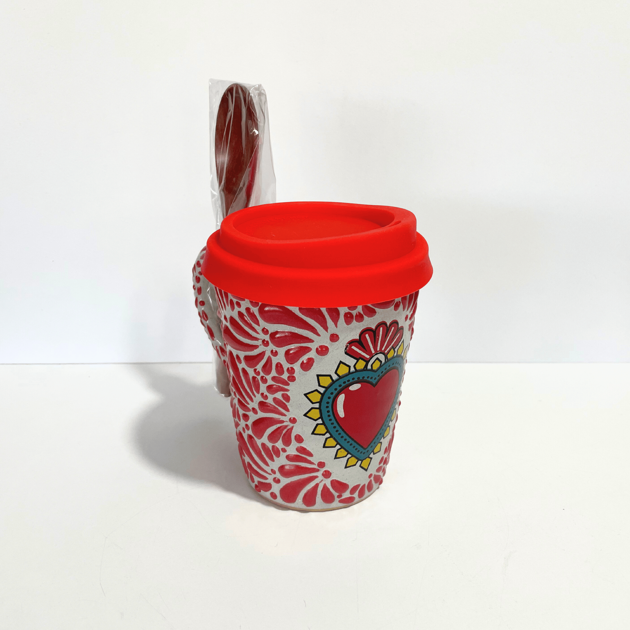 TERMO CUCHARA SAGRADO CORAZON ROJO ESTILO MIK