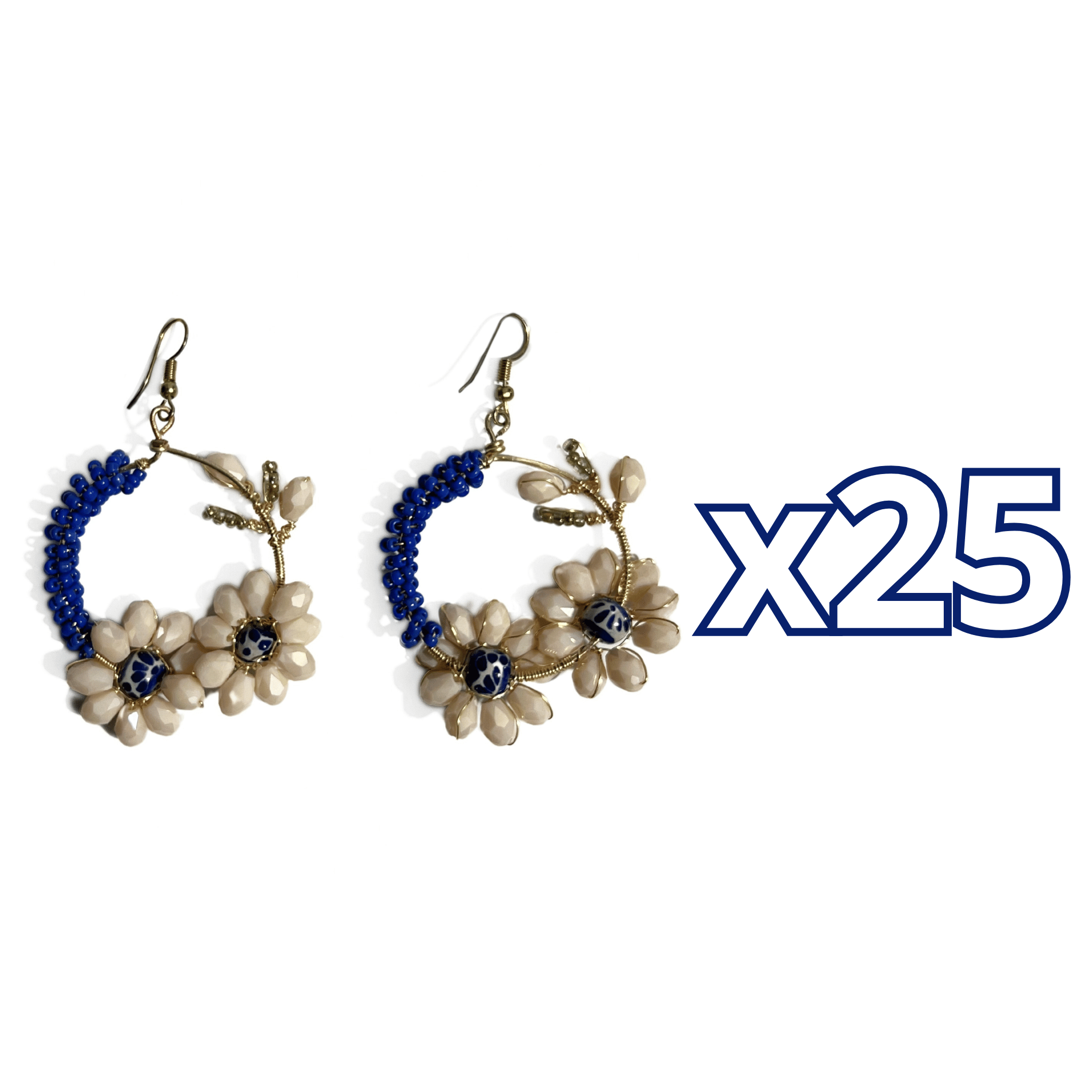 ARETES CRISTAL CORTADO ESFERA FONDO TRADICIONAL DECORADO AZUL COBALTO