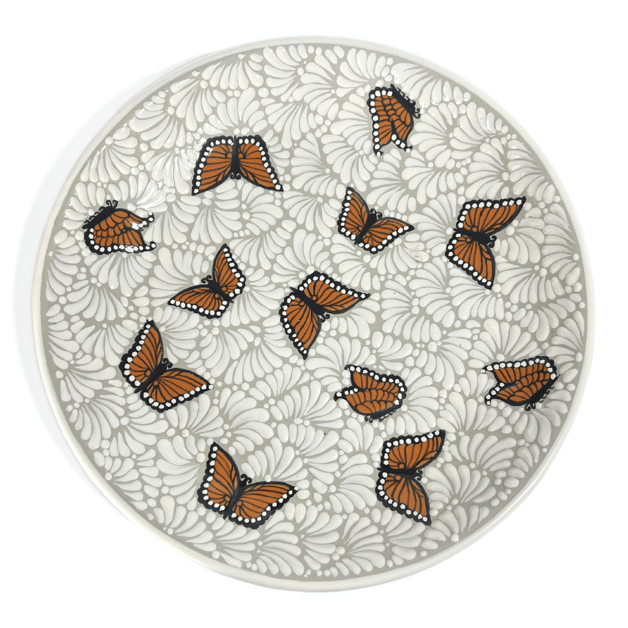 PLATON REDONDO 40 CM FONDO TRADICIONAL MIK BLANCO MARIPOSAS
