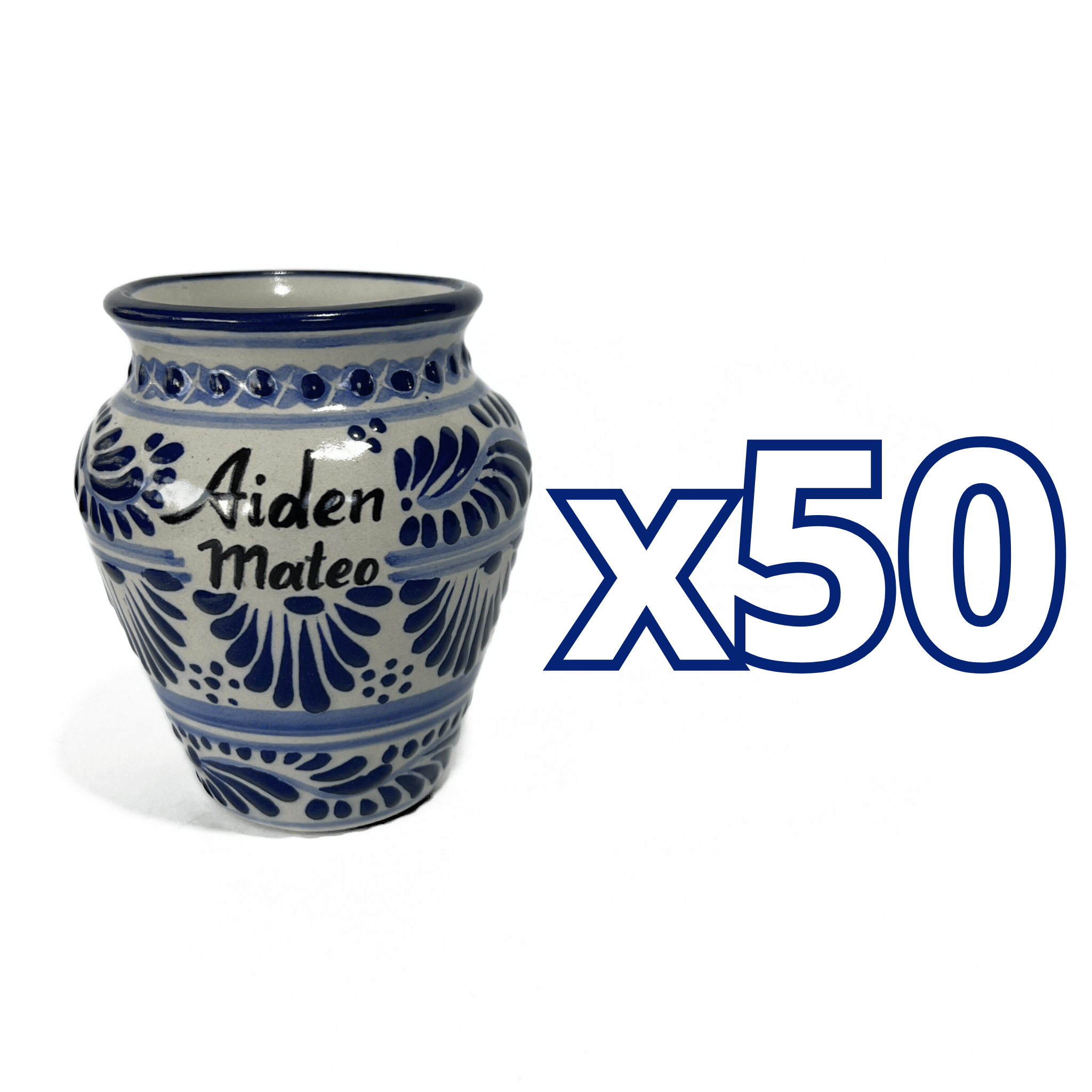 CANTARITO PERSONALIZADO FONDO TRADICIONAL CENEFA AZUL COBALTO NOMBRE