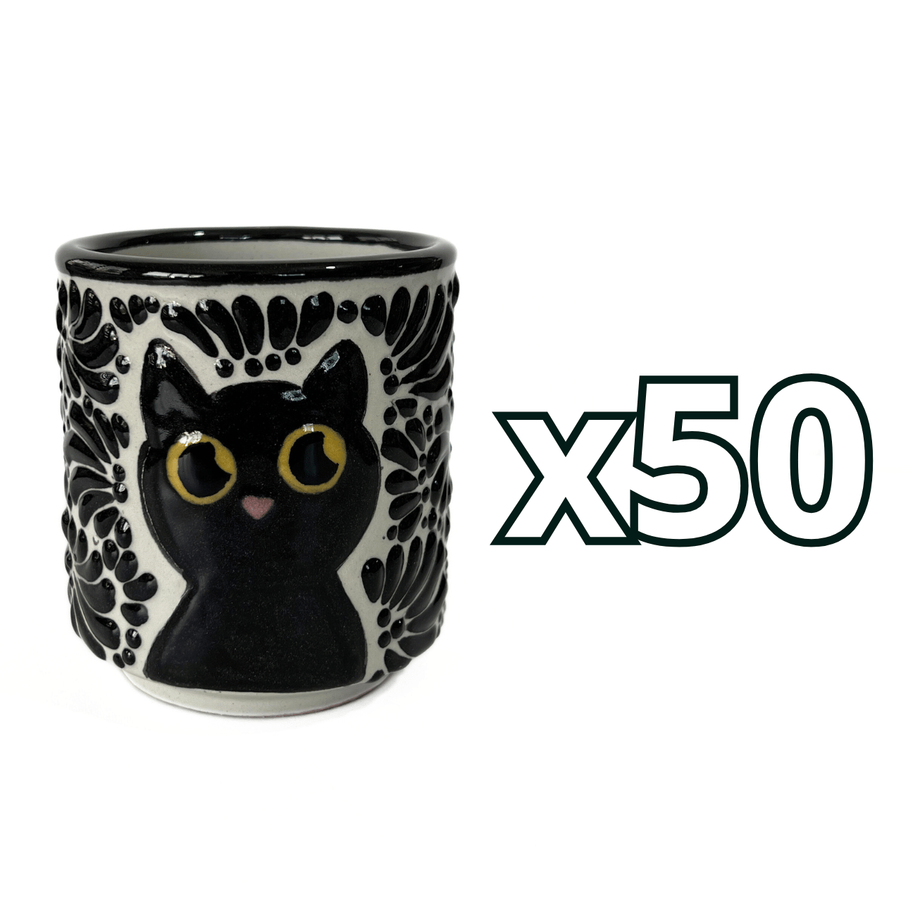 TAZA RECTA ESTANDAR FONDO TRADICIONAL MIK NEGRO GATO NEGRO CON OJOS AMARILLOS