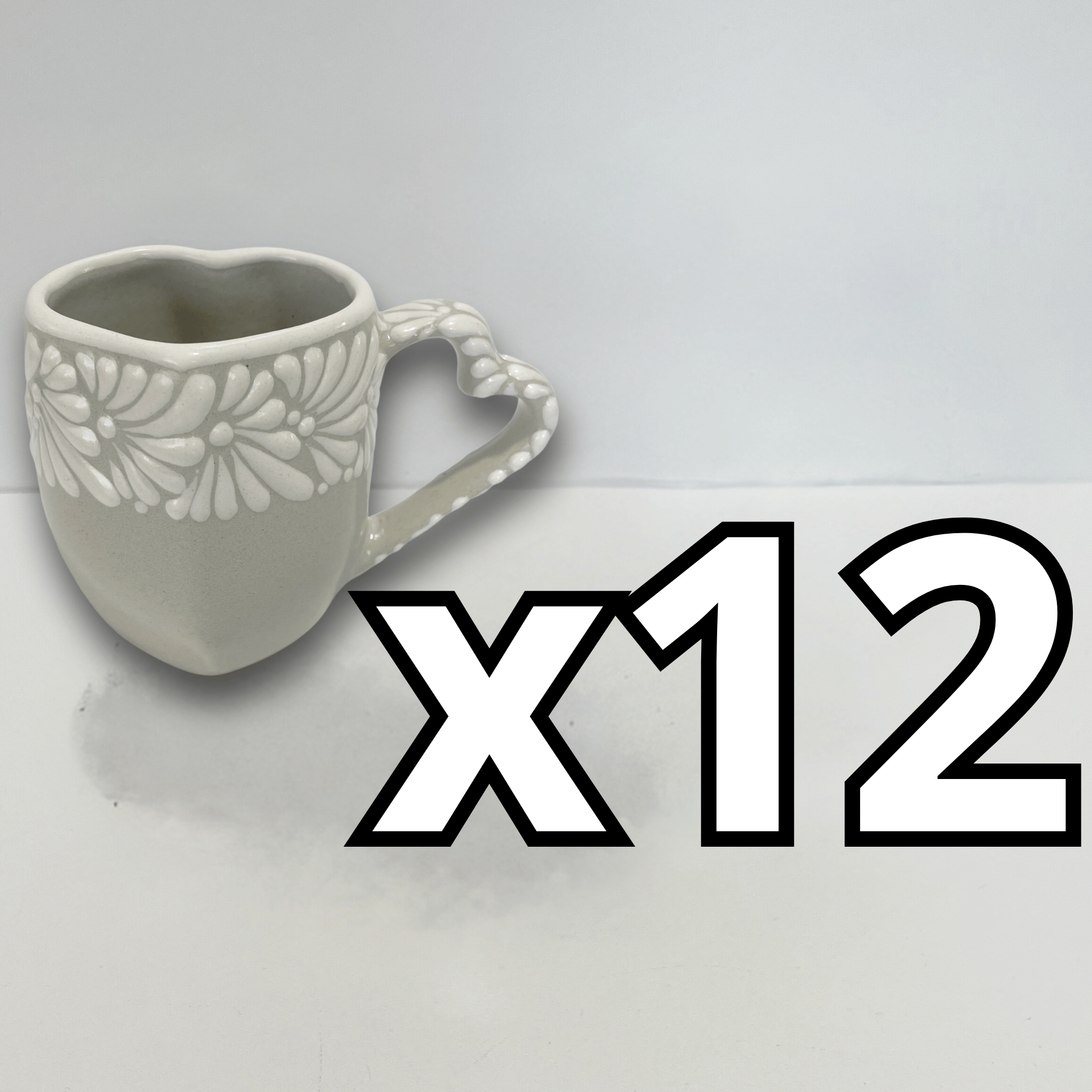 PAQUETE TAZAS CORAZON CON ASA DE CORAZON FONDO TRADICIONAL CENEFA MIK BLANCO