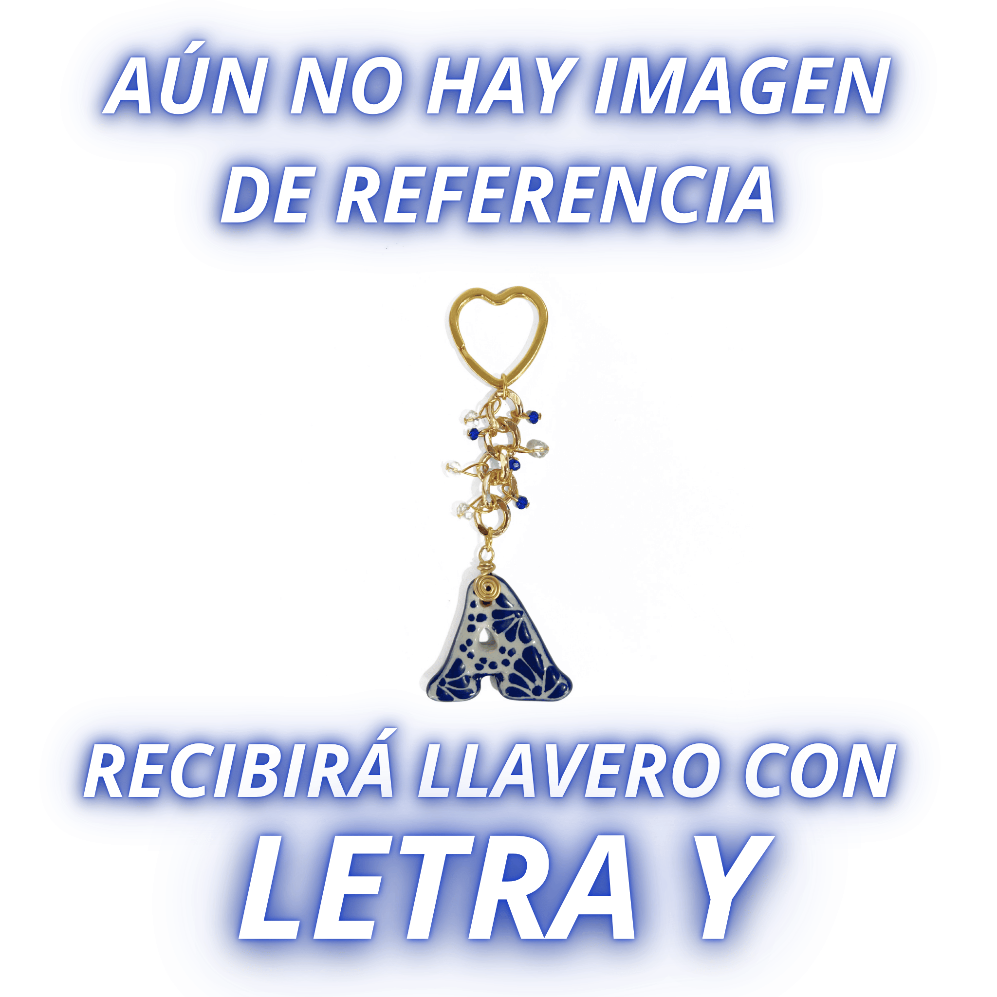 LLAVERO INICIAL AZUL COBALTO CON CRISTAL CORTADO