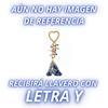 LLAVERO INICIAL AZUL COBALTO CON CRISTAL CORTADO