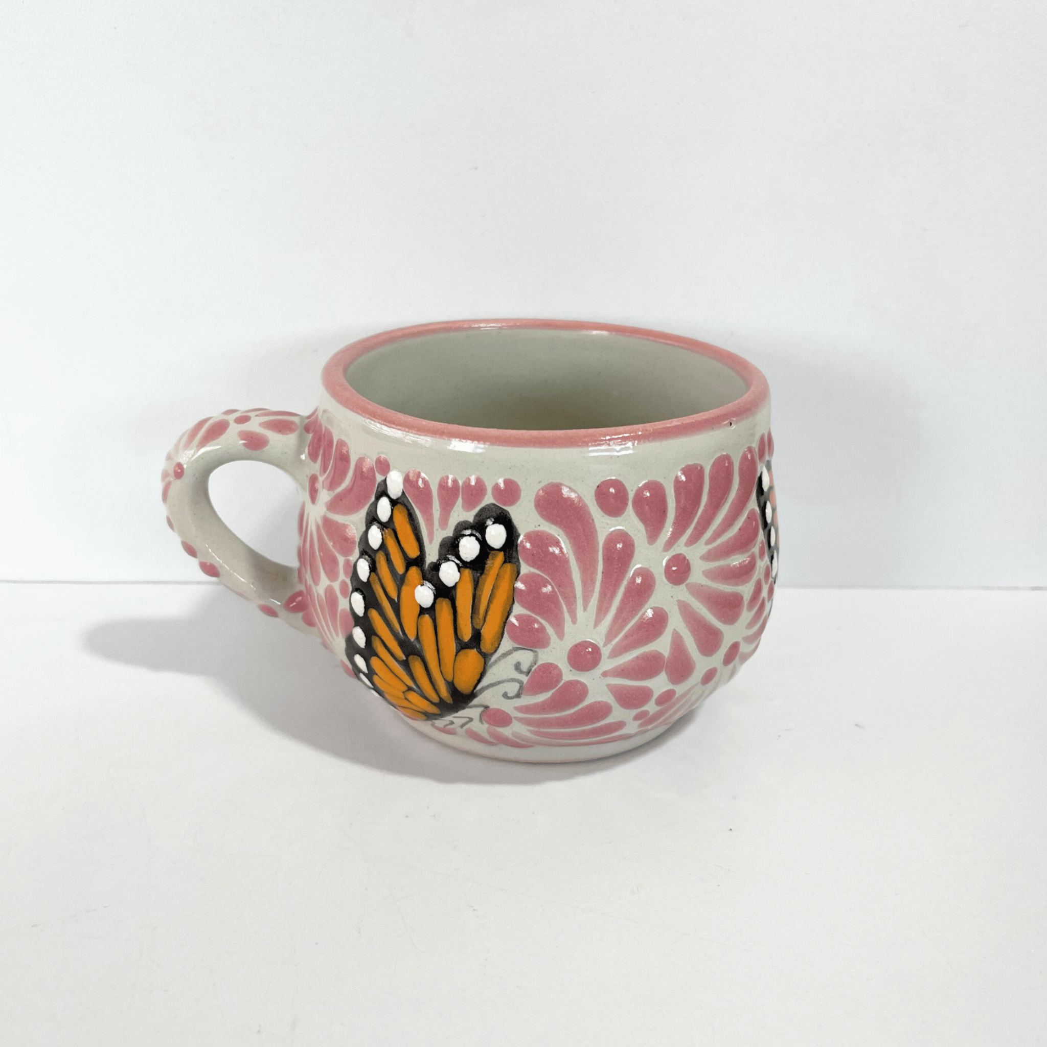 TAZA CHOCOLATERA MEDIANA FONDO TRADICIONAL MIK ROSA MARIPOSAS