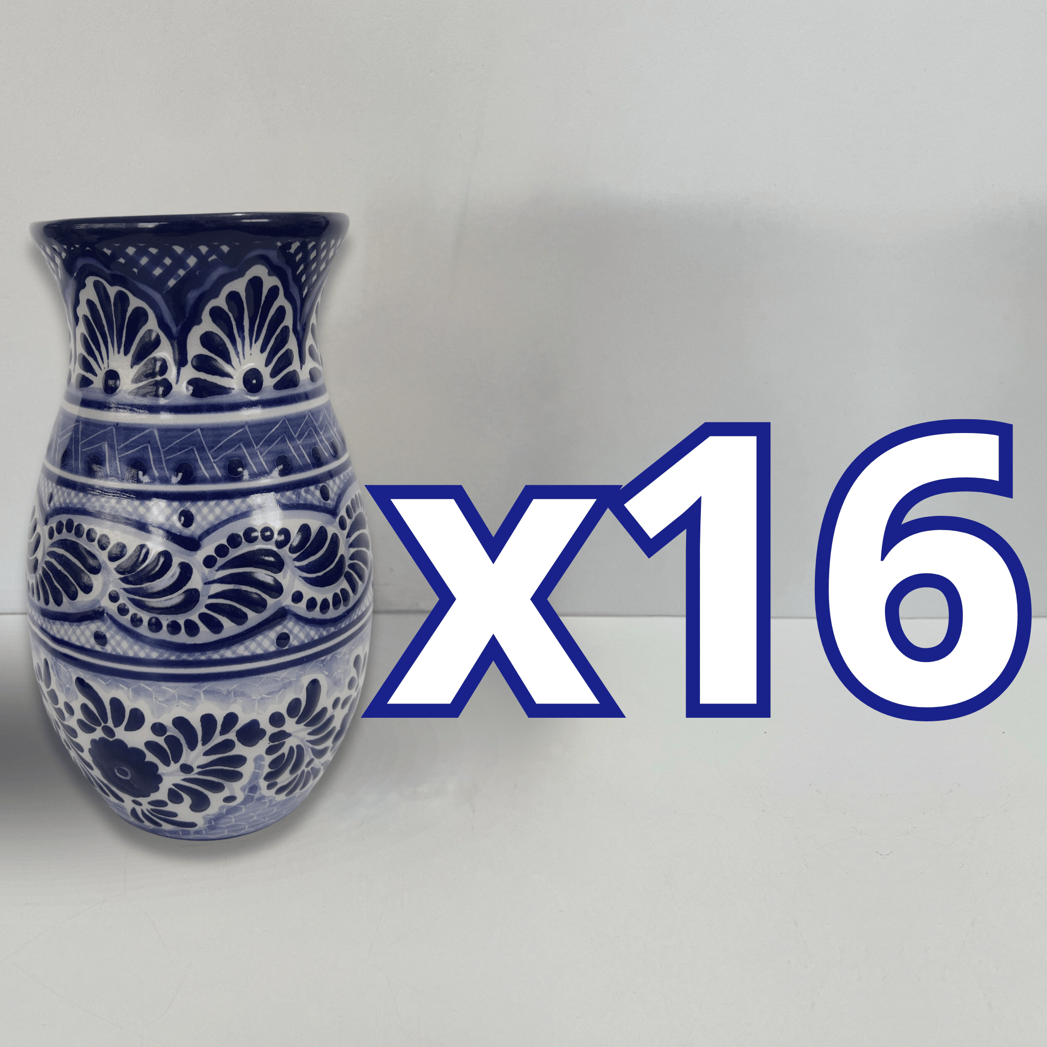 FLORERO BOLICHE 25 CM FONDO TRADICIONAL CENEFA AZUL COBALTO