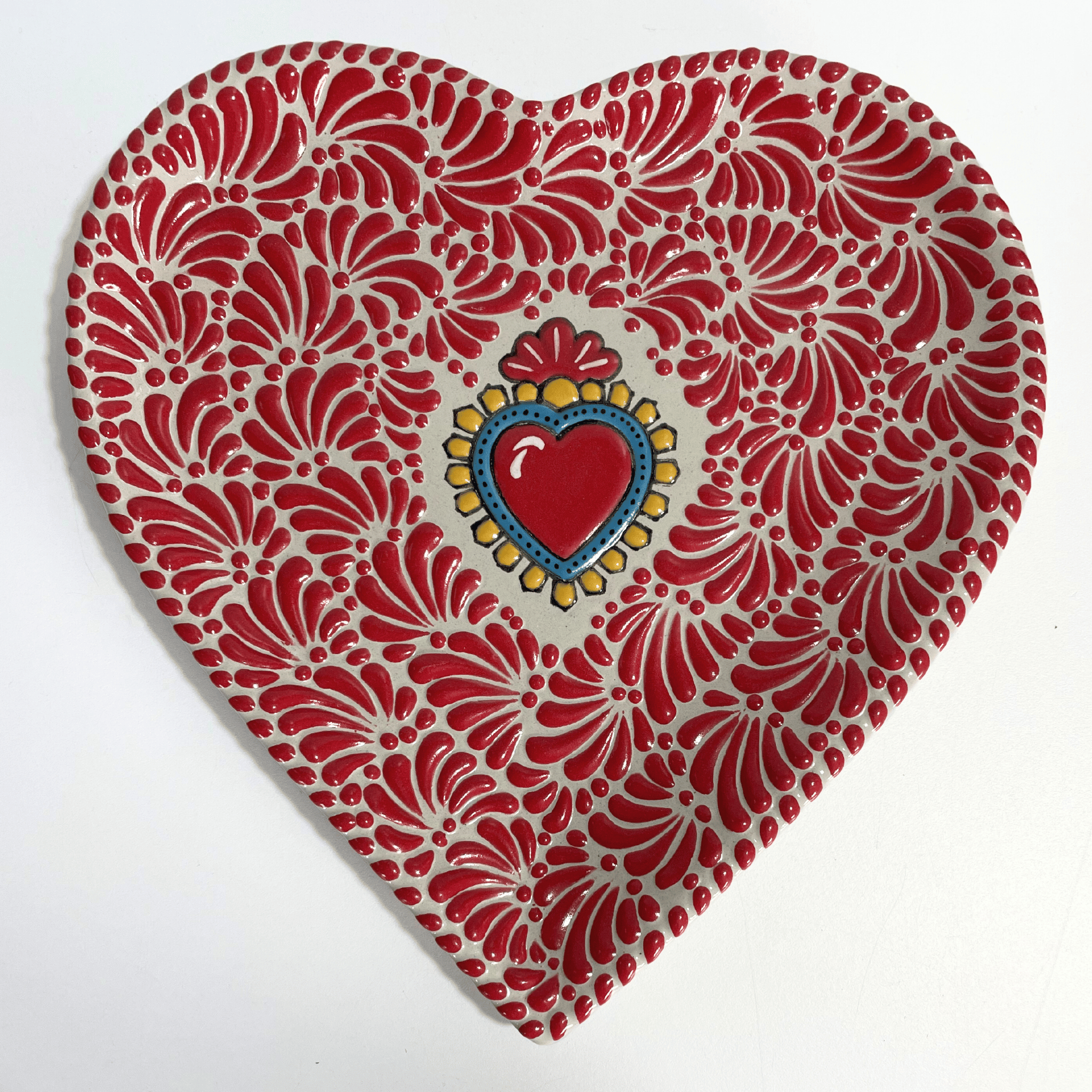 CHAROLA DE CORAZON 25 CM FONDO TRADICIONAL MIK ROJO SAGRADO CORAZON