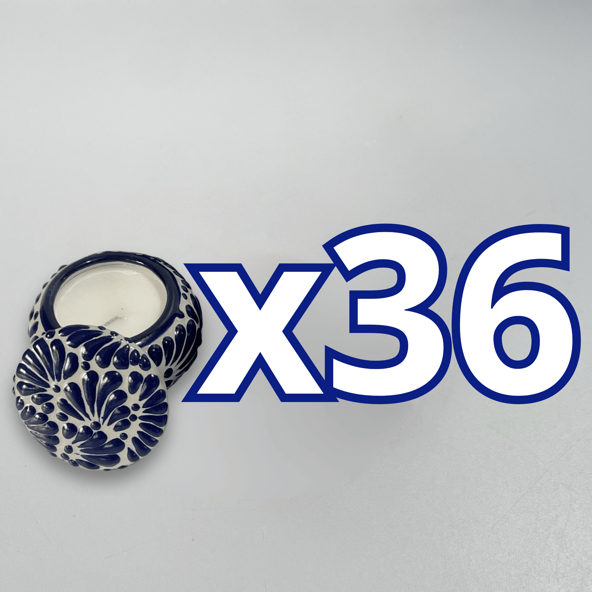 PAQUETE VELA ALHAJERO TAPA PLANA NO PERSONALIZADO FONDO BLANCO MIK AZUL COBALTO