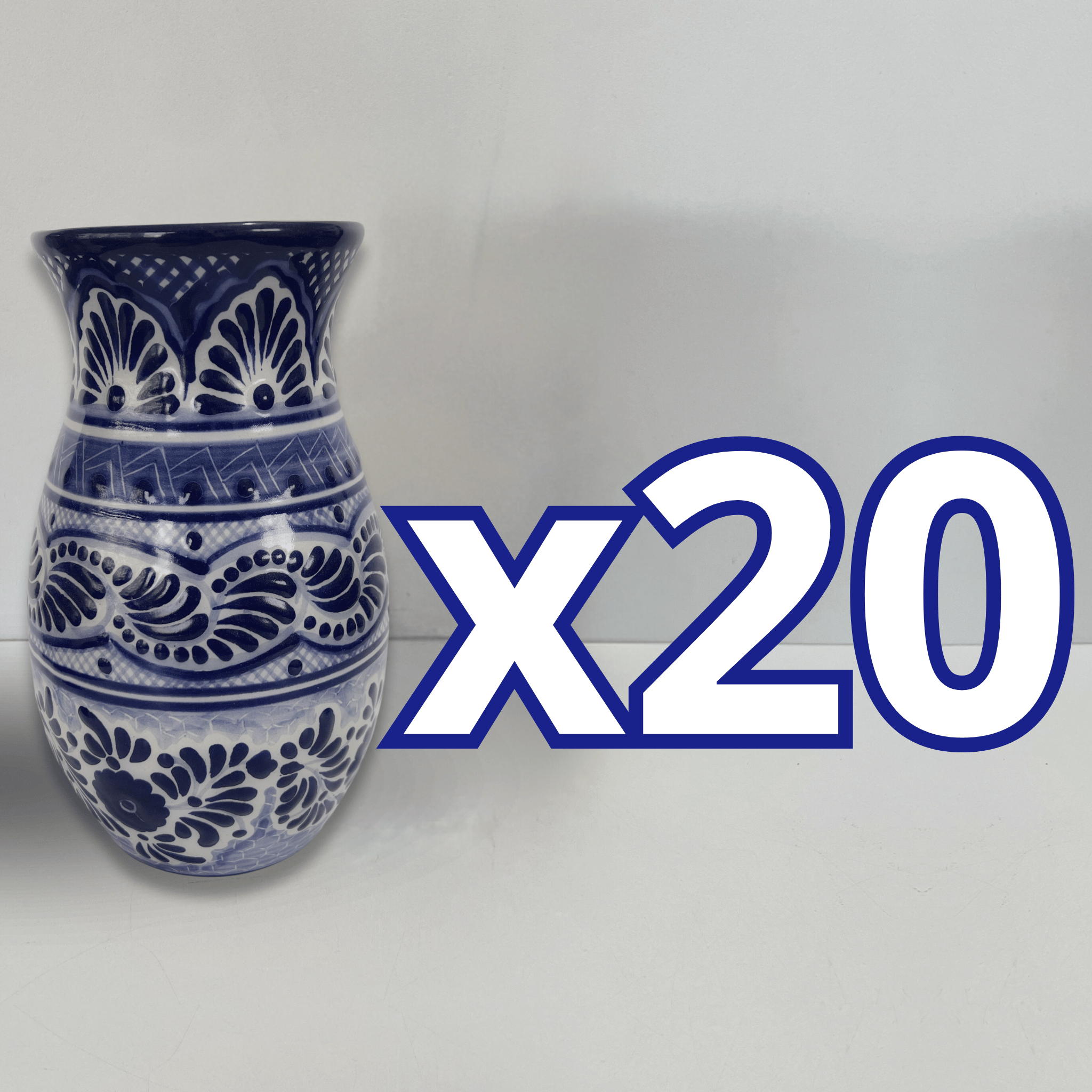 FLORERO BOLICHE 25 CM FONDO TRADICIONAL CENEFA AZUL COBALTO