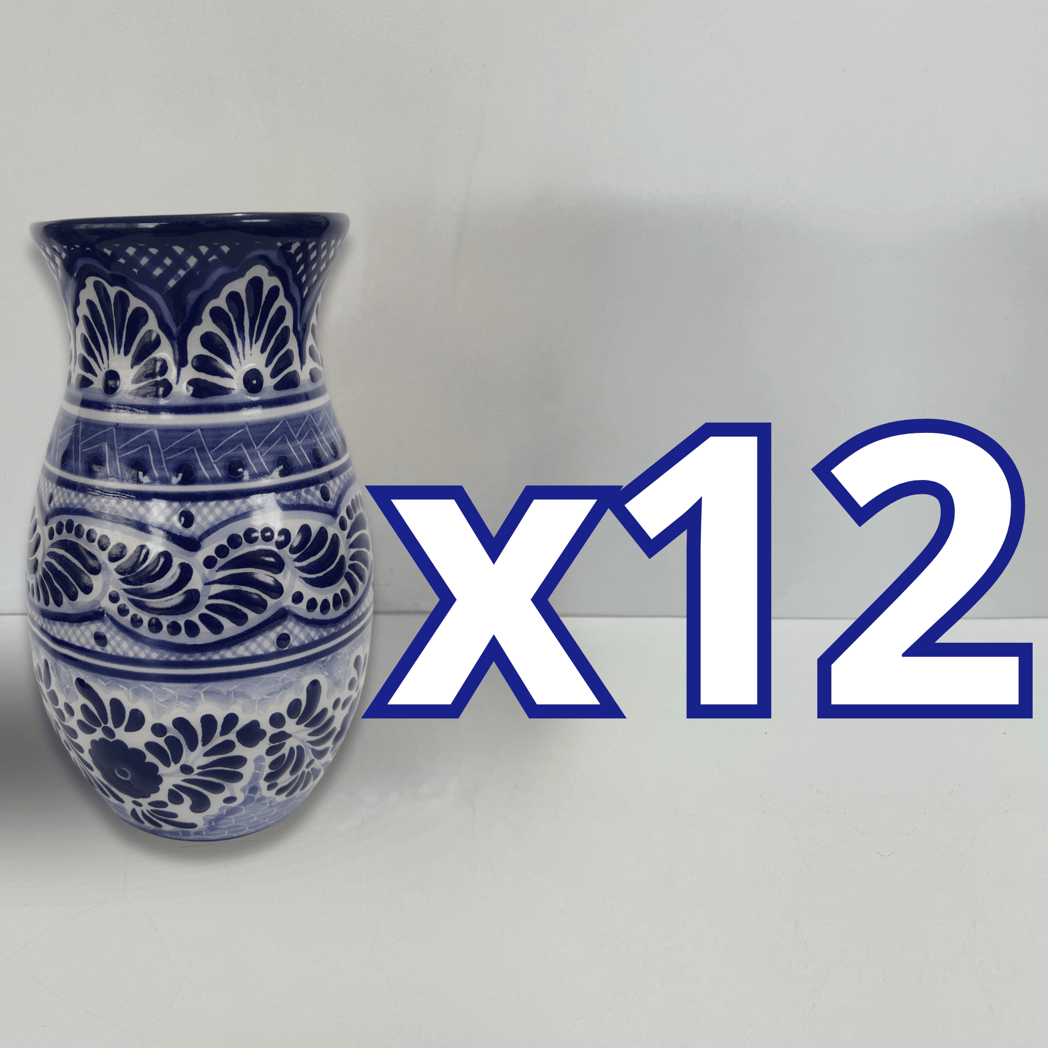 FLORERO BOLICHE 25 CM FONDO TRADICIONAL CENEFA AZUL COBALTO
