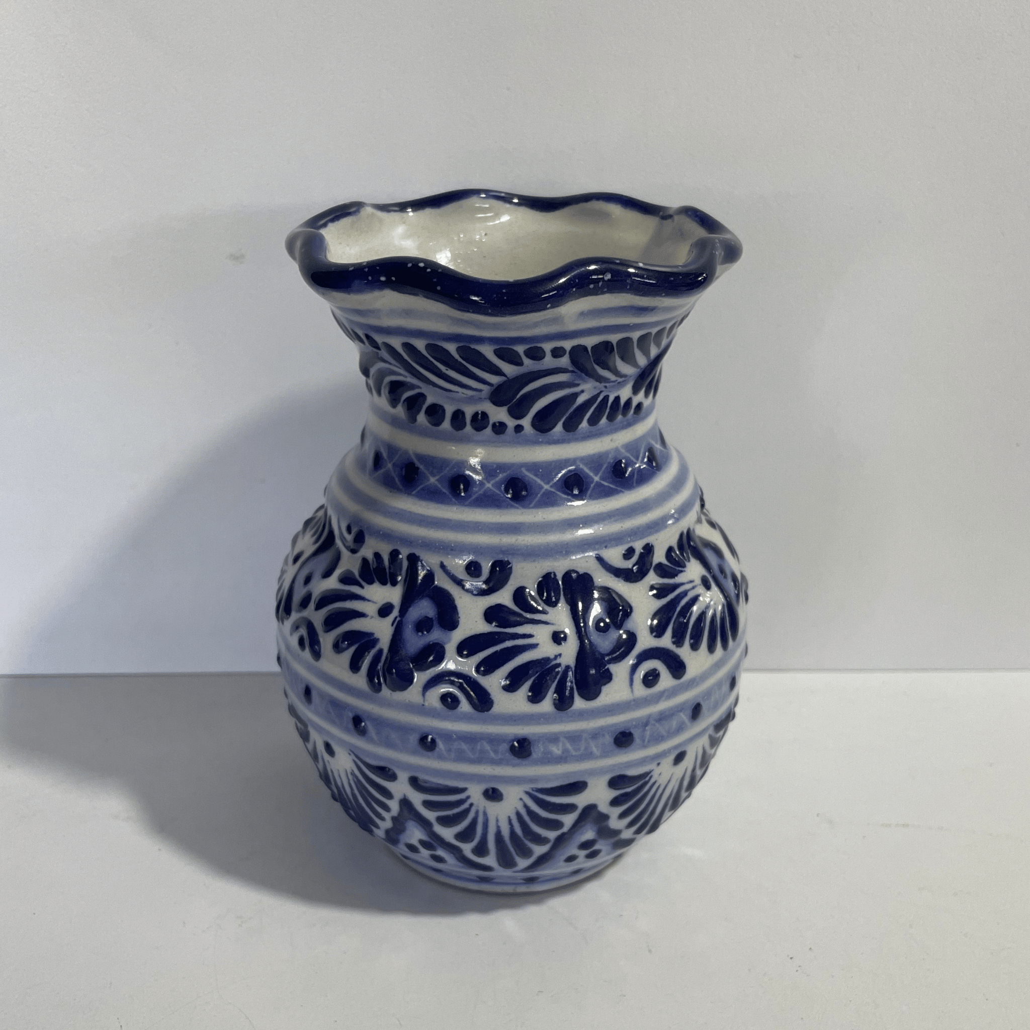 FLORERO ONDAS 15 CM FONDO TRADICIONAL CENEFA AZUL COBALTO