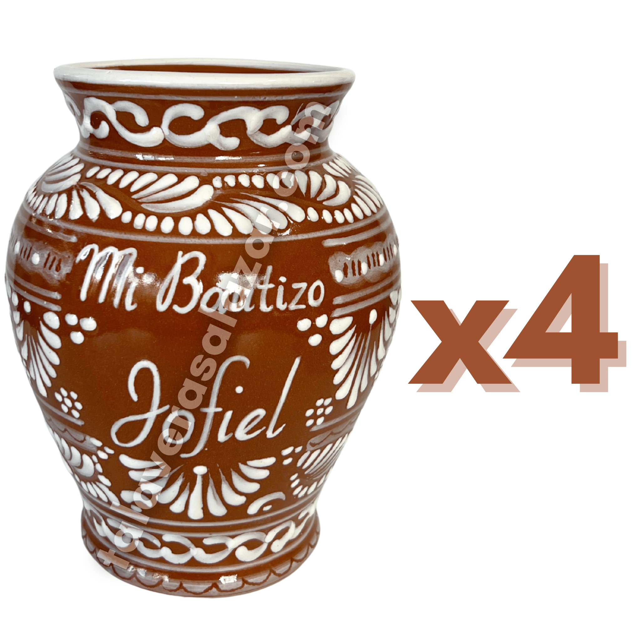 FLORERO JARRON 16 CARACTERES FONDO CAFE CENEFA BLANCO PERSONALIZADO