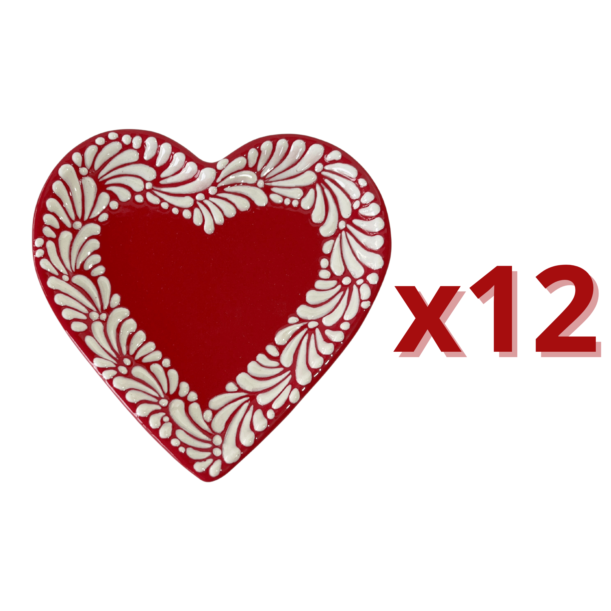 PLATO DE CORAZON 16 CM FONDO ROJO MIK CENEFA BLANCO