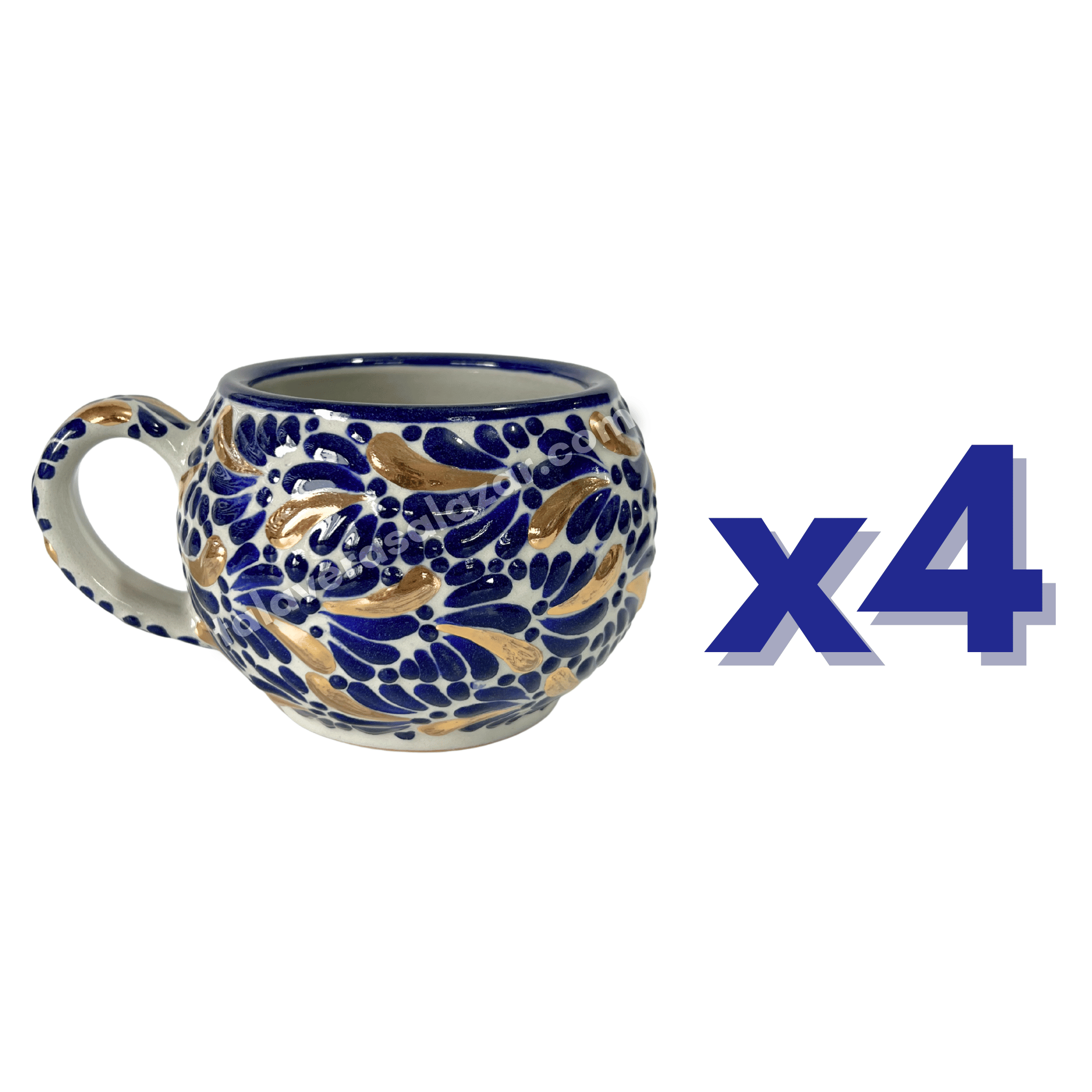 TAZA CHOCOLATERA GRANDE FONDO TRADICIONAL MIK AZUL COBALTO DESTELLO DE ORO