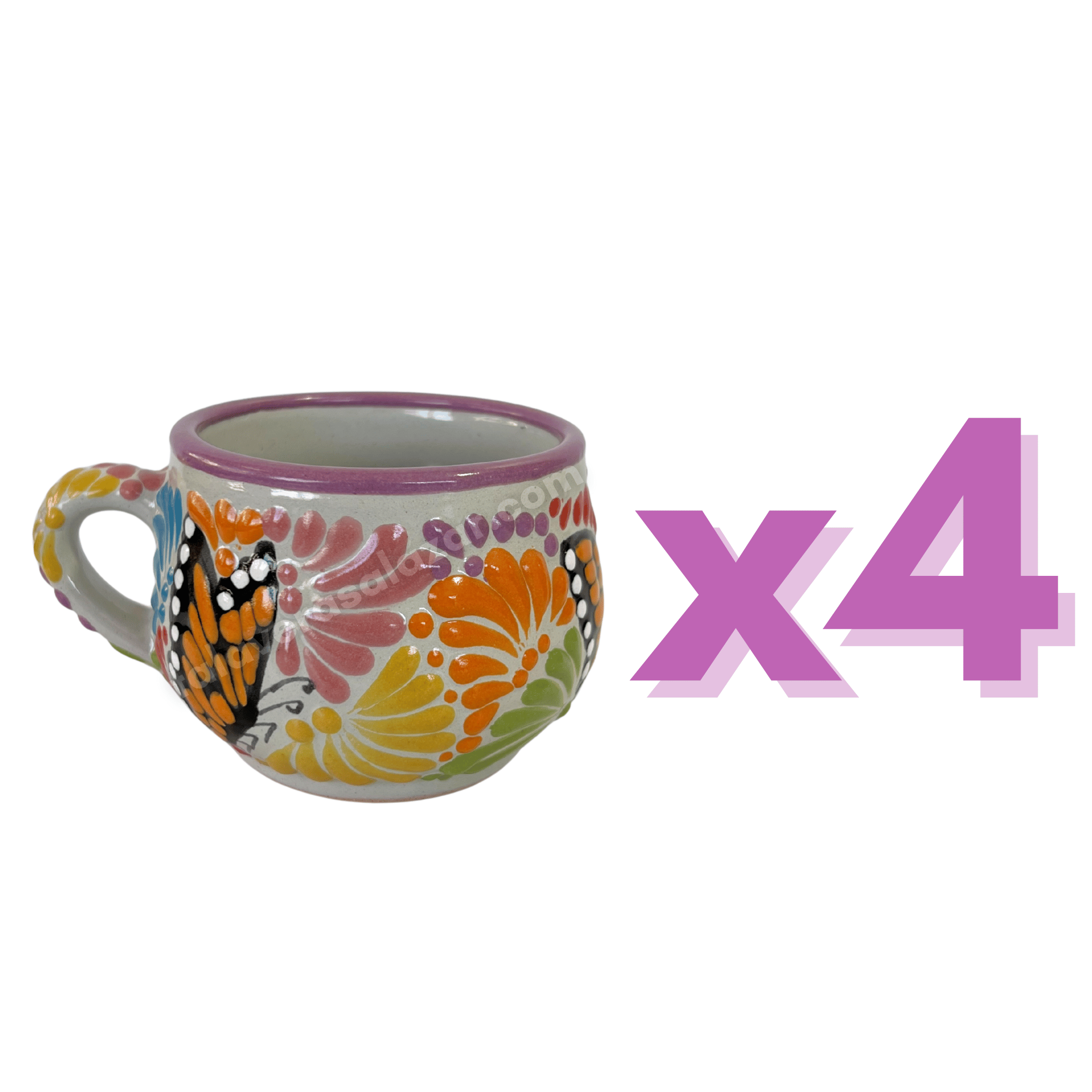 TAZA CHOCOLATERA MEDIANA FONDO TRADICIONAL MIK MULTICOLOR MARIPOSAS