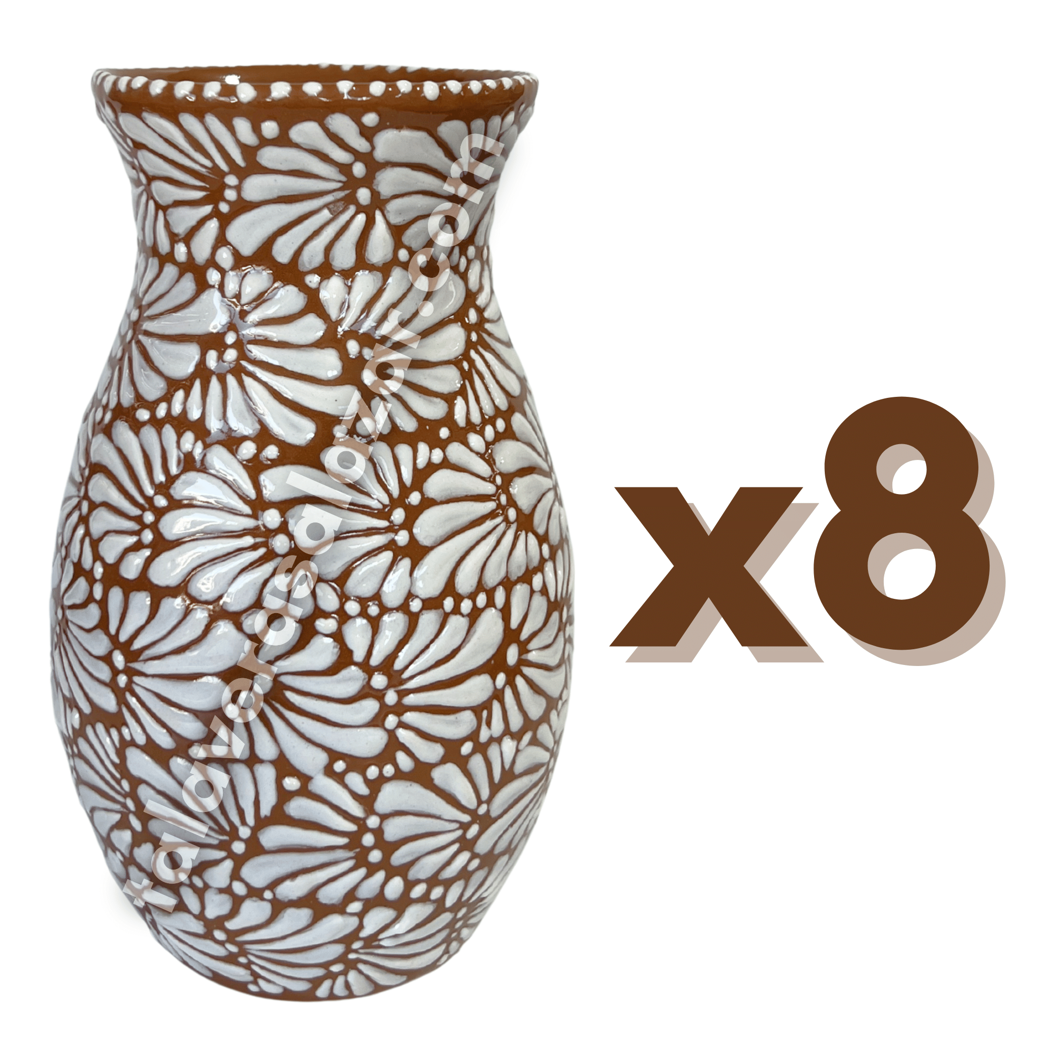 FLORERO BOLICHE 25 CM FONDO CAFE MIK BLANCO