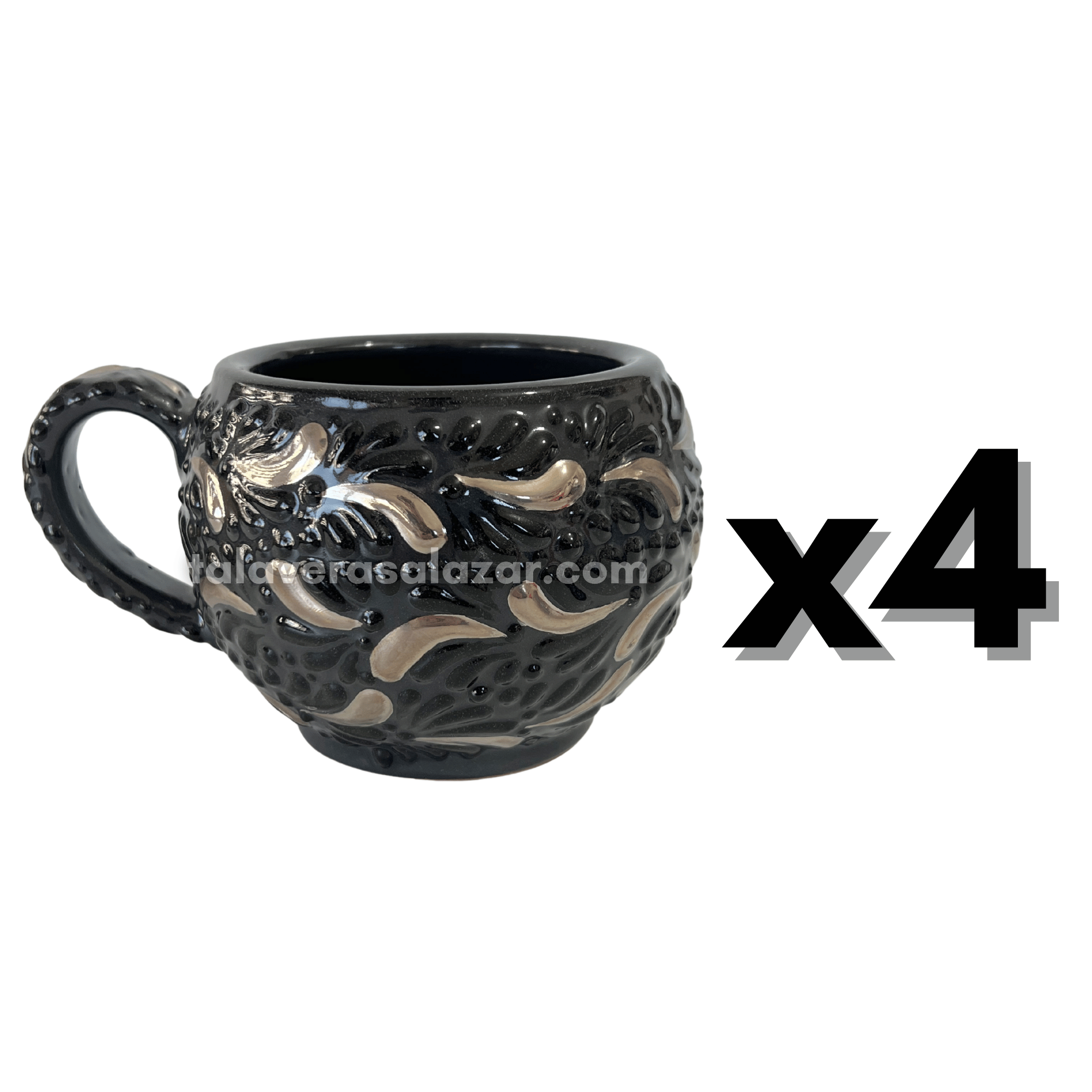 TAZA CHOCOLATERA GRANDE MIK SUPER BLACK DESTELLO DE PLATA