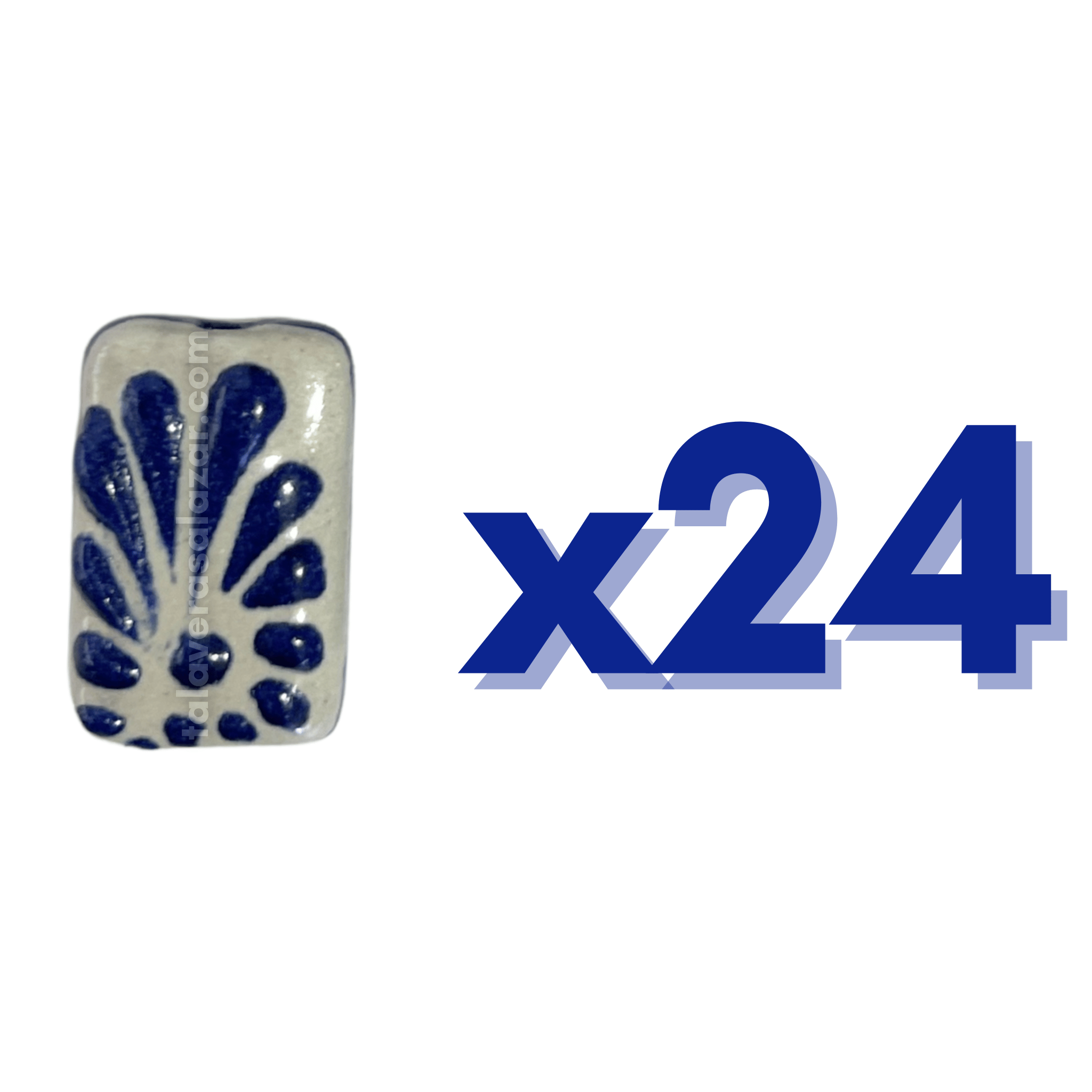 RECTANGULO PLANO 2 CM X 1.5 CM FONDO TRADICIONAL DECORADO AZUL COBALTO