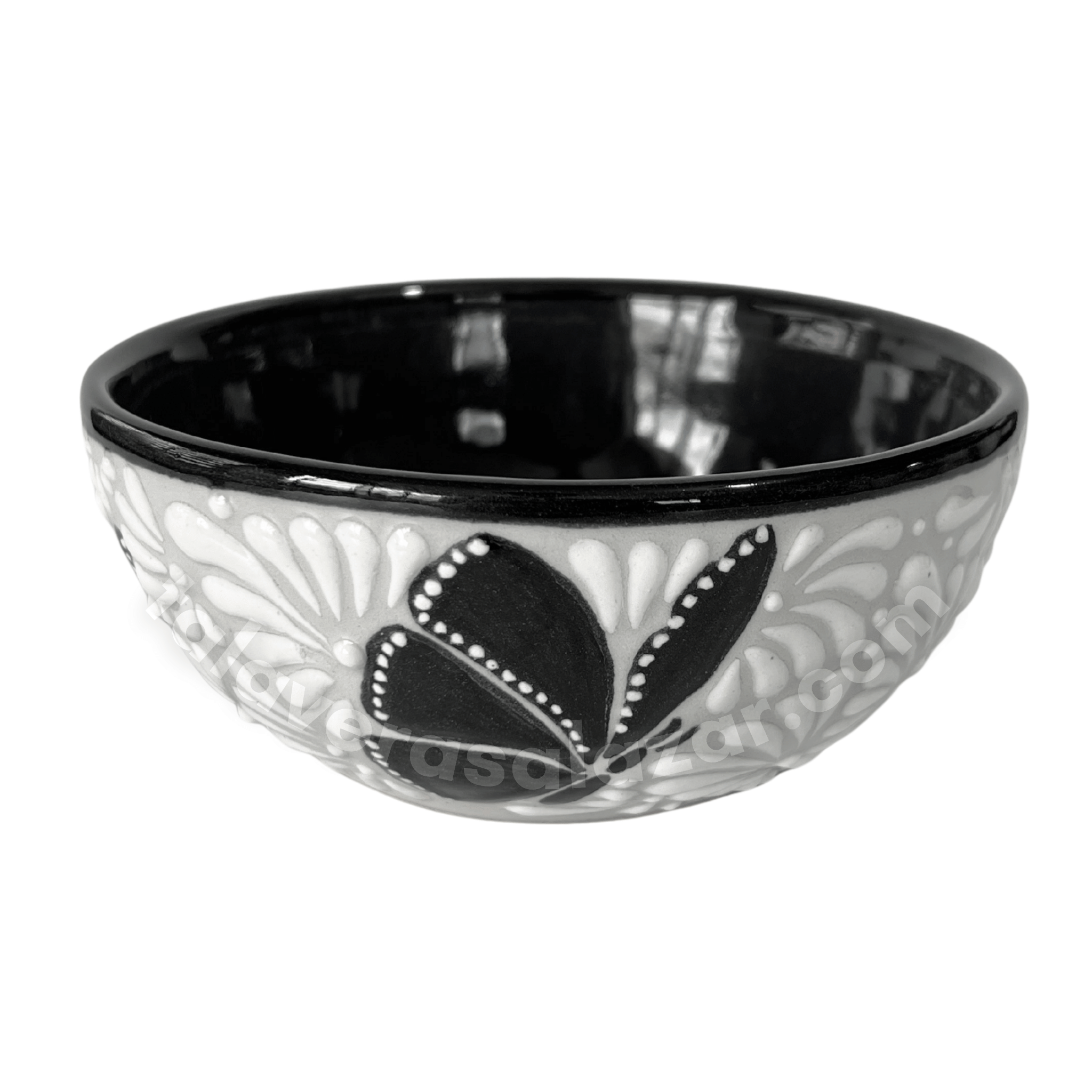 TAZON 15 CM FONDO TRADICIONAL MIK BLANCO ORILLA NEGRO MARIPOSAS NEGRAS