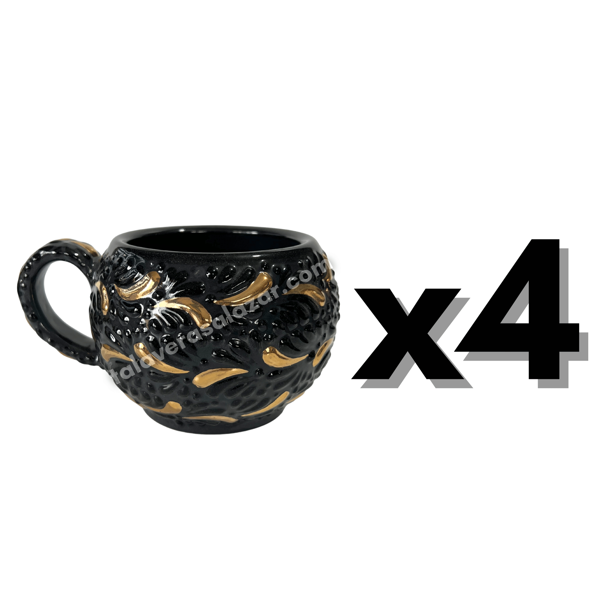 TAZA CHOCOLATERA GRANDE MIK SUPER BLACK DESTELLO DE ORO