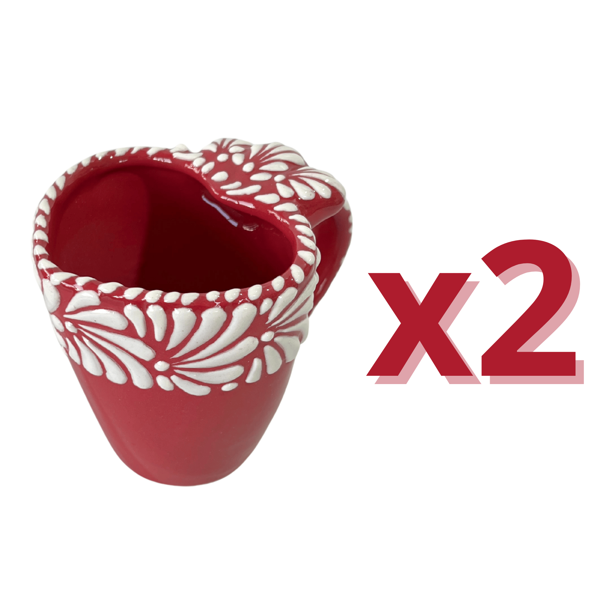 TAZA FORMA DE CORAZON FONDO ROJO MIK CENEFA BLANCO