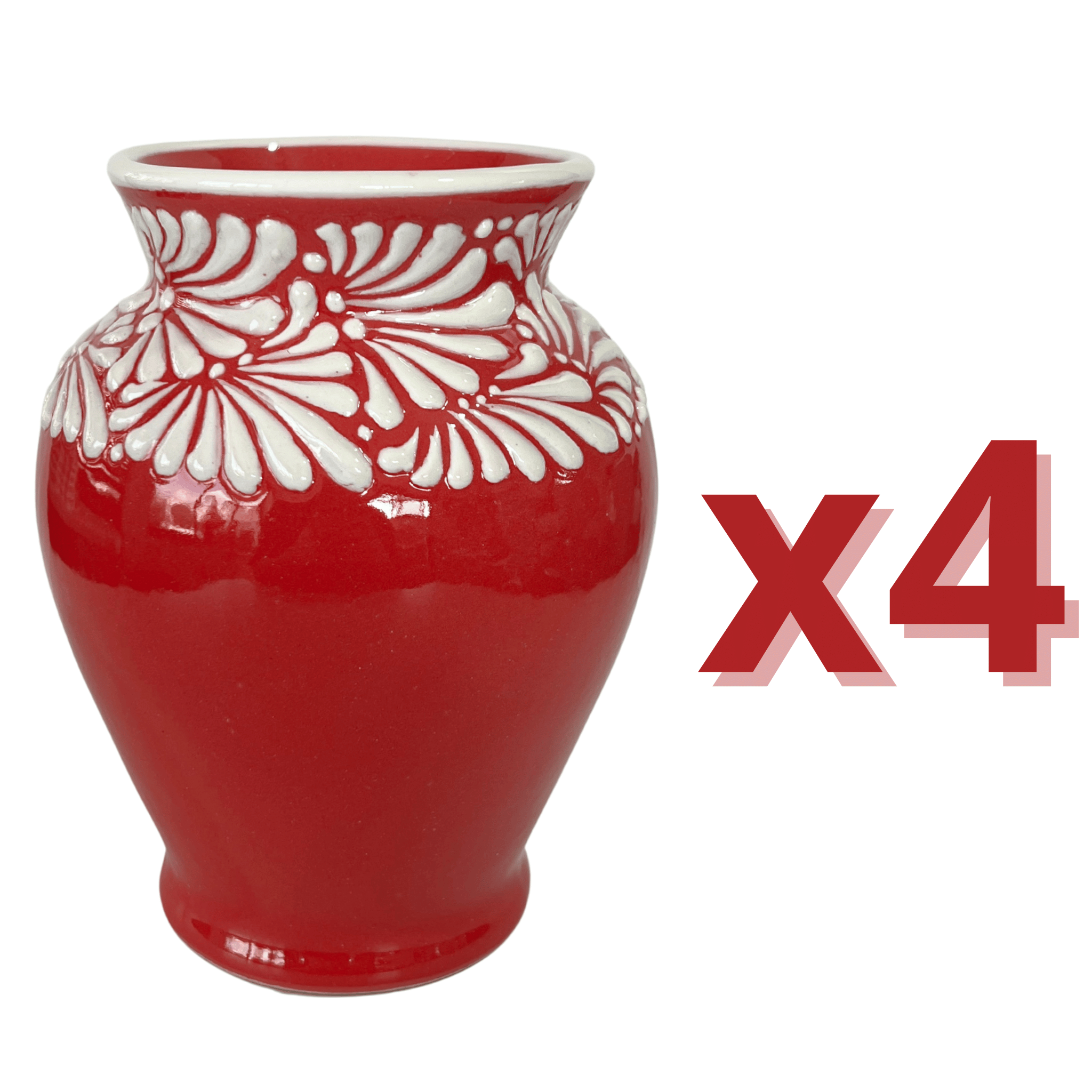 FLORERO JARRON FONDO ROJO MIK CENEFA BLANCO