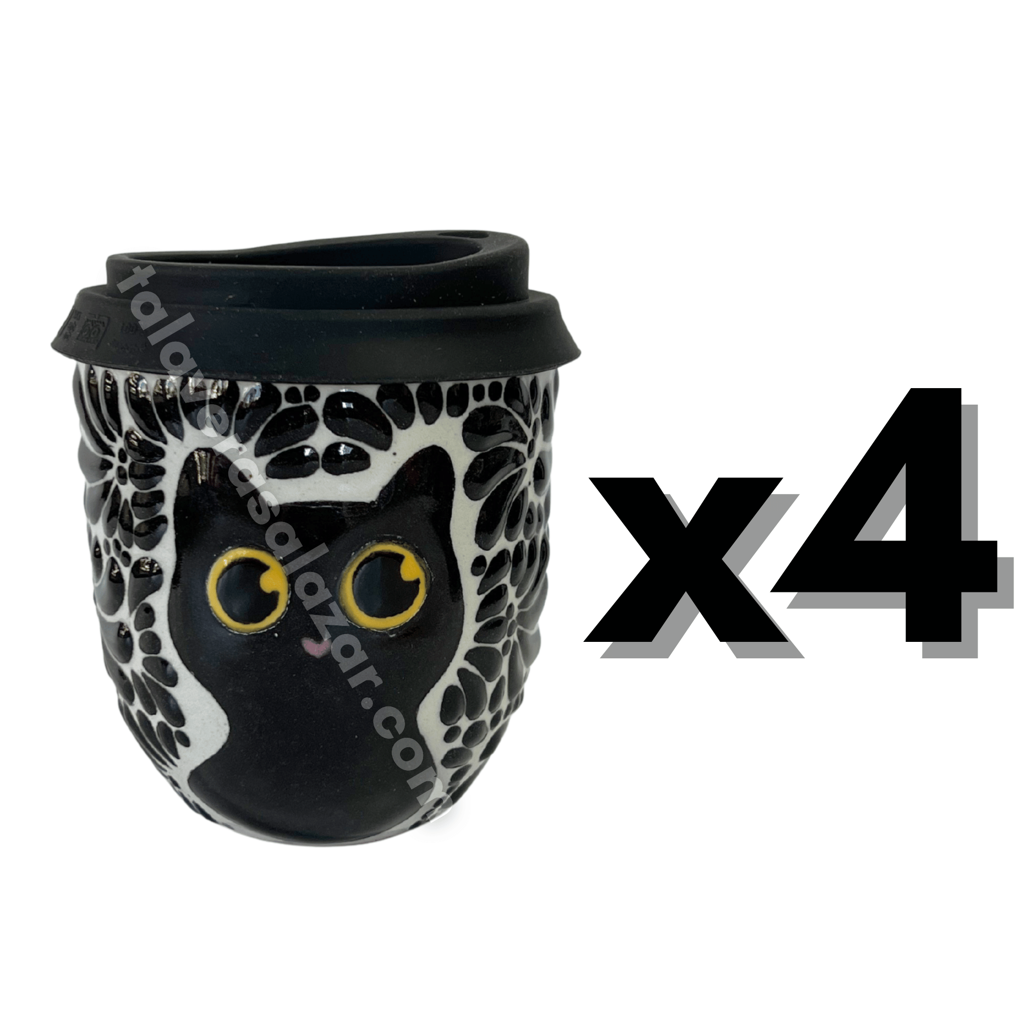 TERMO BOLITA FONDO TRADICIONAL MIK NEGRO GATO NEGRO CON OJOS AMARILLOS