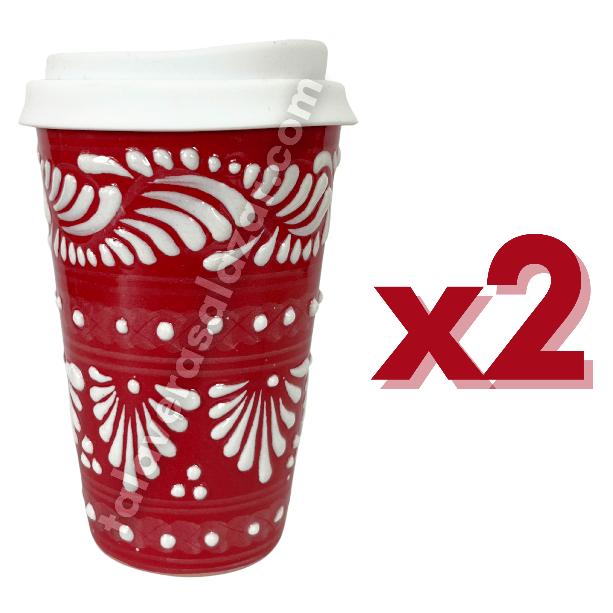 TERMO 15 CM SIN ASA FONDO ROJO CENEFA BLANCO