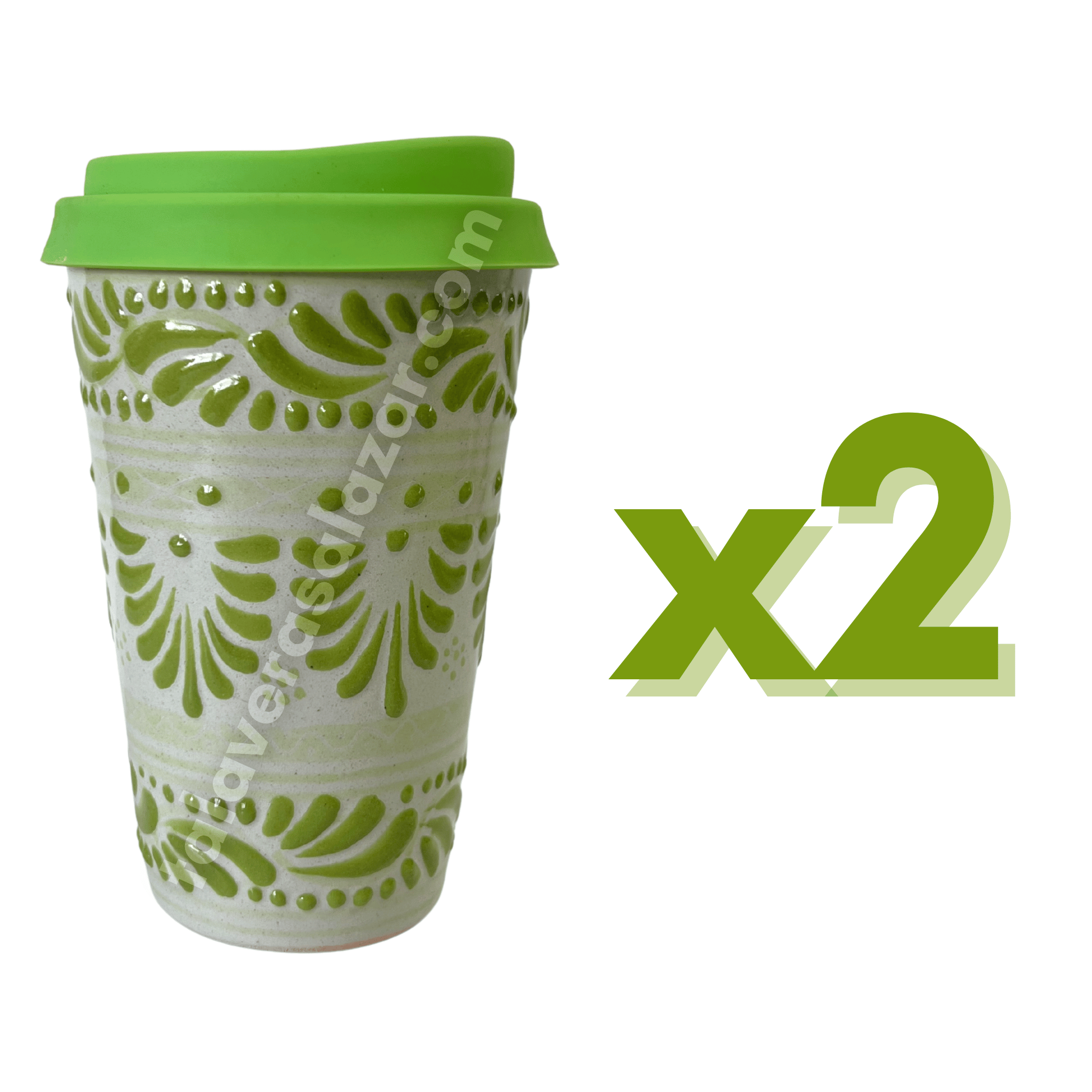 TERMO 15 CM SIN ASA FONDO TRADICIONAL CENEFA VERDE LIMON