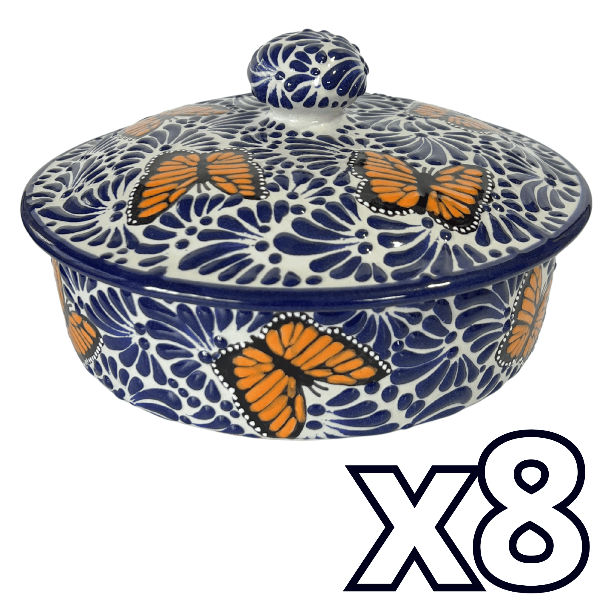 TORTILLERO FONDO TRADICIONAL MIK AZUL COBALTO MARIPOSAS