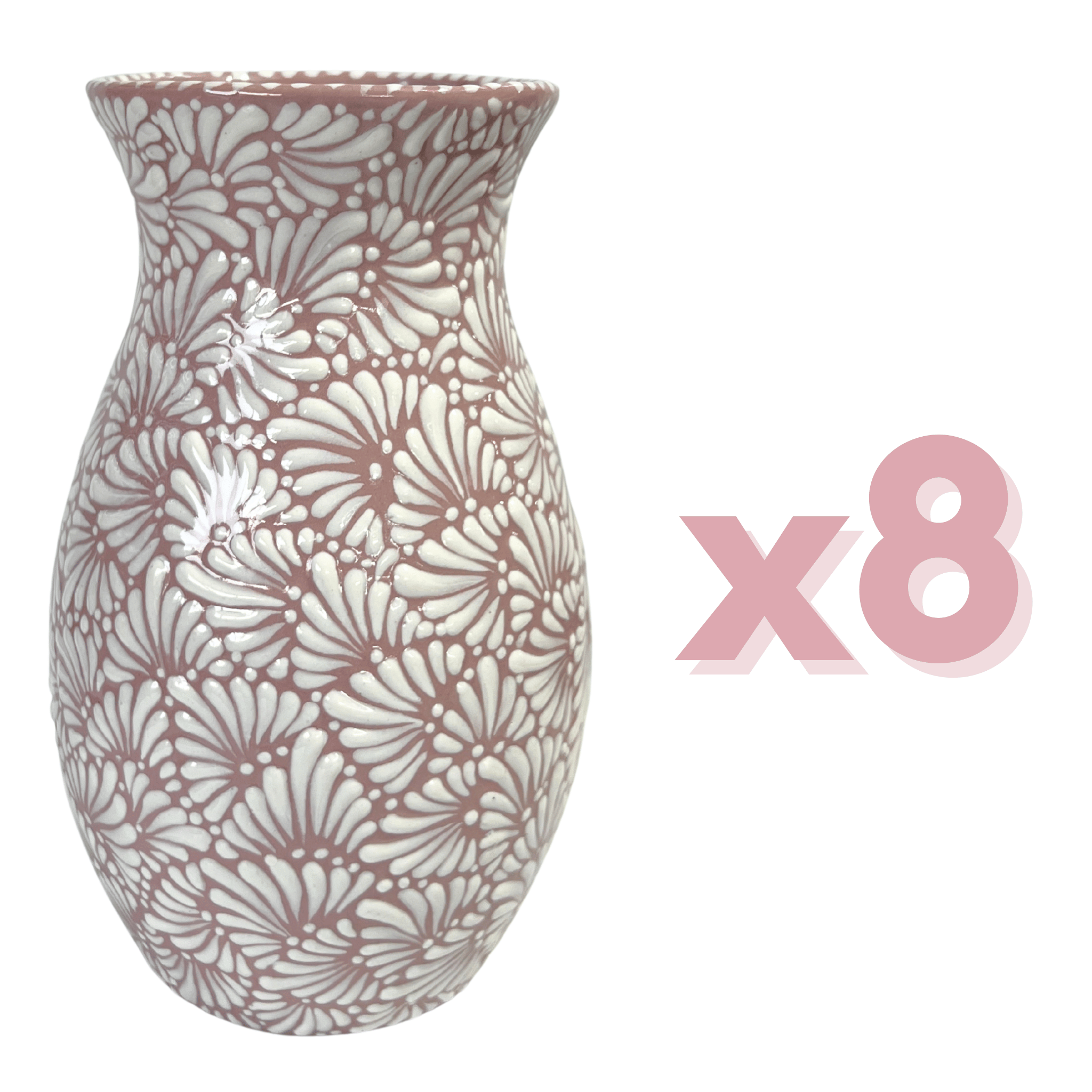 FLORERO BOLICHE 25 CM FONDO ROSA MIK BLANCO