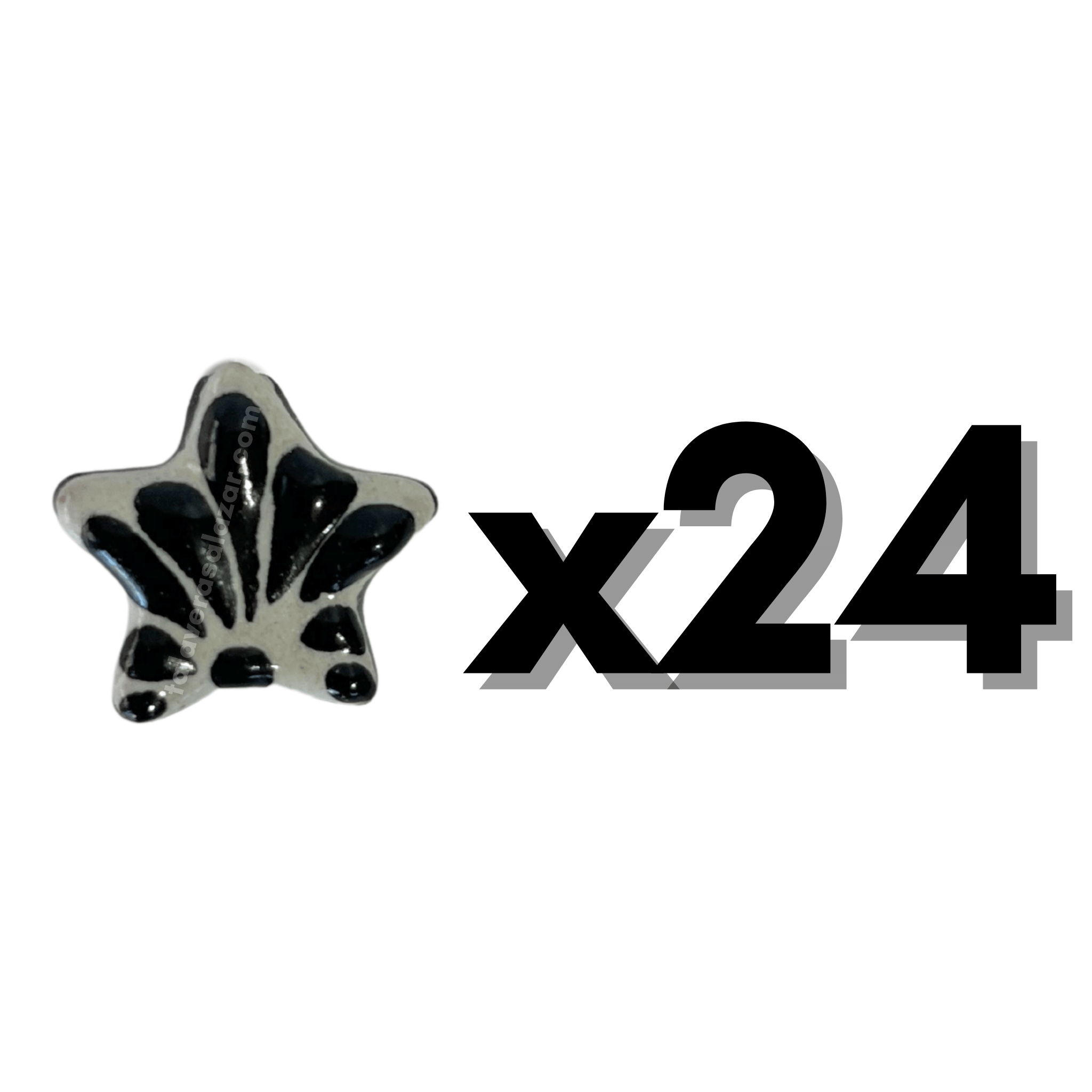 ESTRELLA 5 PICOS 1.7 CM FONDO TRADICIONAL DECORADO NEGRO