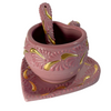 SET 3 PIEZAS TAZA FORMA CORAZON CHOCO GRANDE DESTELLOS DE ORO ROSA CENEFA MIK ROSA
