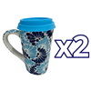 TERMO CON ASA 15 CM FONDO TRADICIONAL MIK COMBINACION AZUL COBALTO Y TURQUESA OJO TURCO