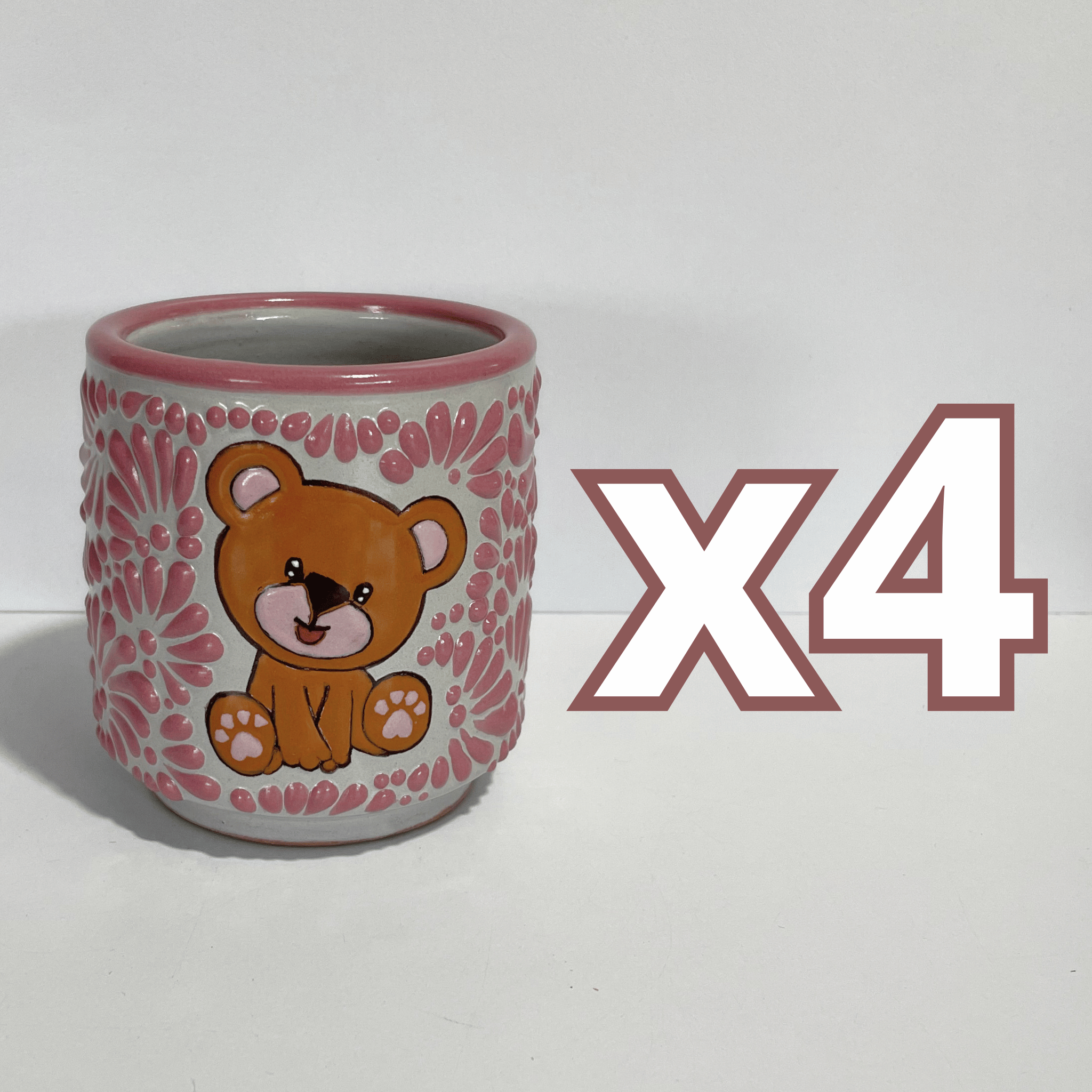 TAZA RECTA ESTANDAR FONDO TRADICIONAL MIK ROSA OSITO COMPLETO