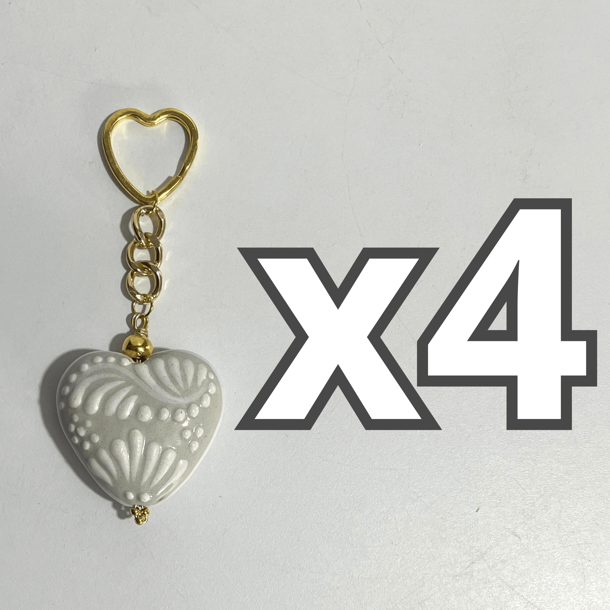 LLAVERO CORAZON 5 CM TRIDIMENSIONAL FONDO TRADICIONAL CENEFA BLANCO