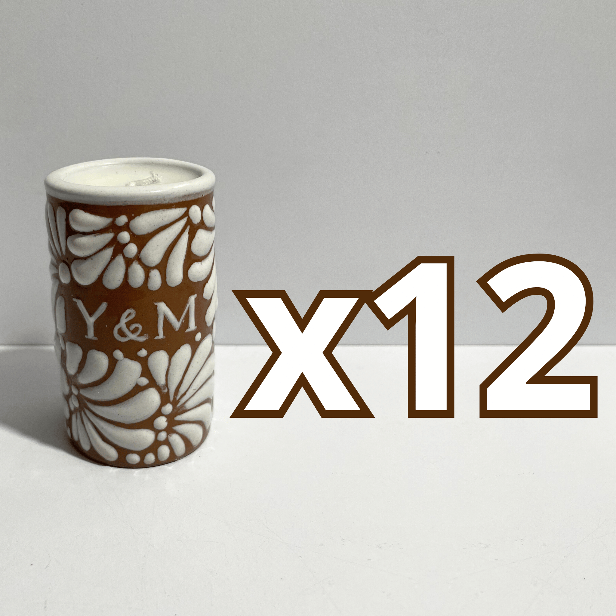TEQUIVELA PERSONALIZADA FONDO CAFE MIK BLANCO INICIALES