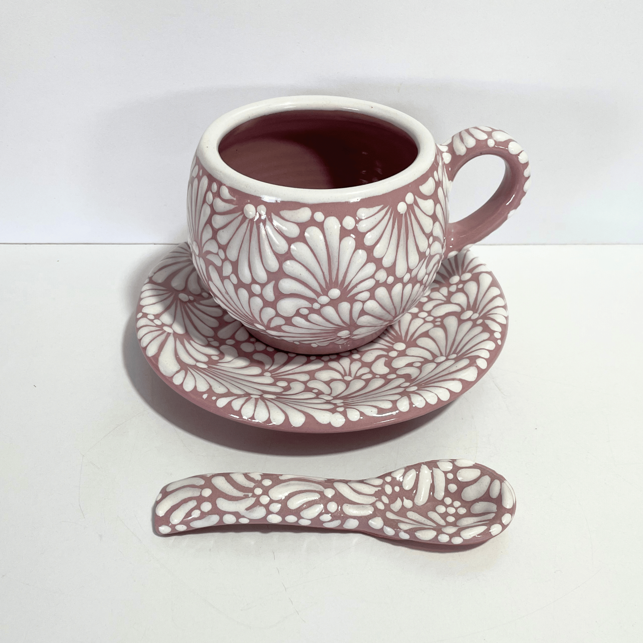 SET 3 PIEZAS CHOCOLATERA GRANDE FONDO ROSA MIK BLANCO