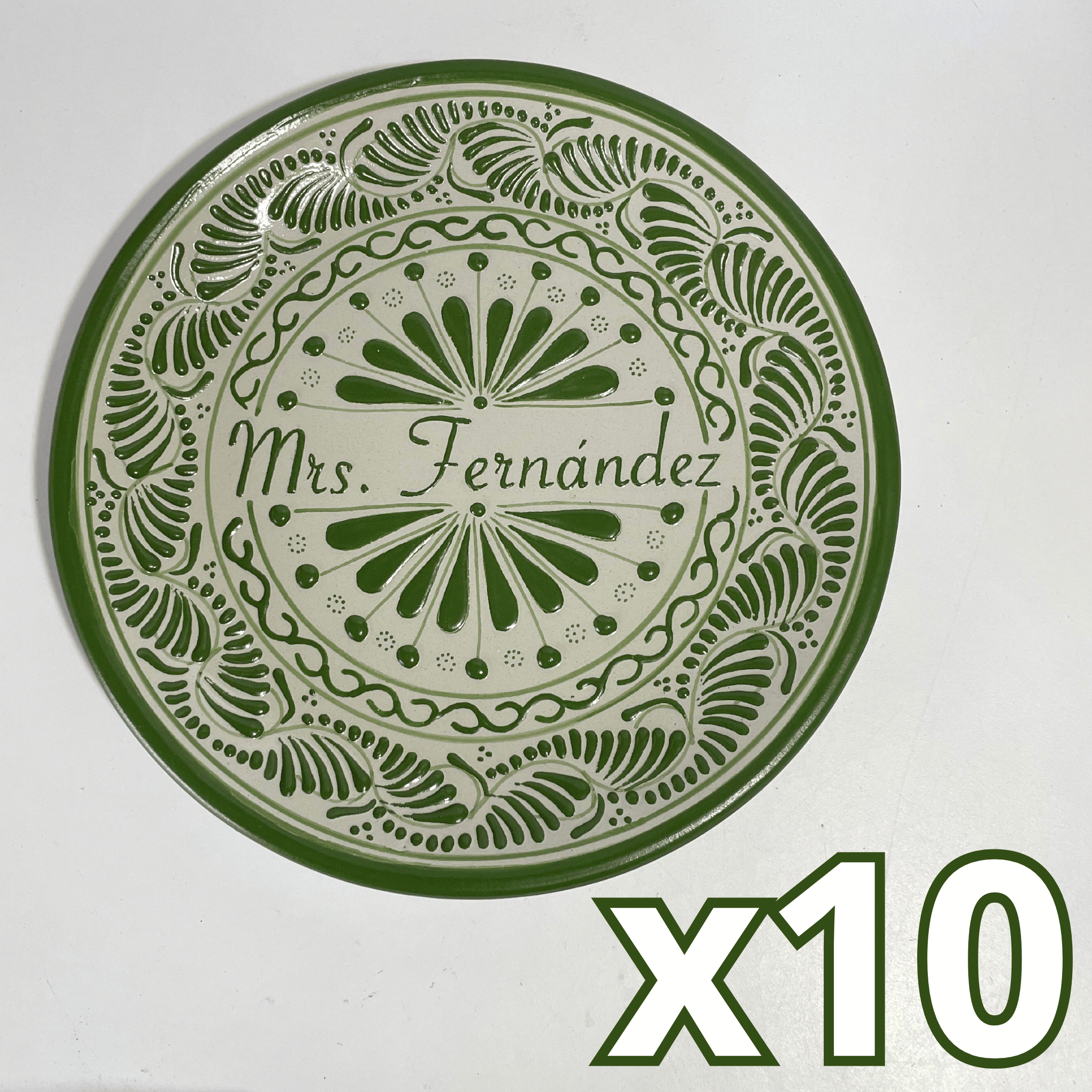 PLATO PLANO 16 CARACTERES FONDO TRADICIONAL CENEFA VERDE NOMBRE