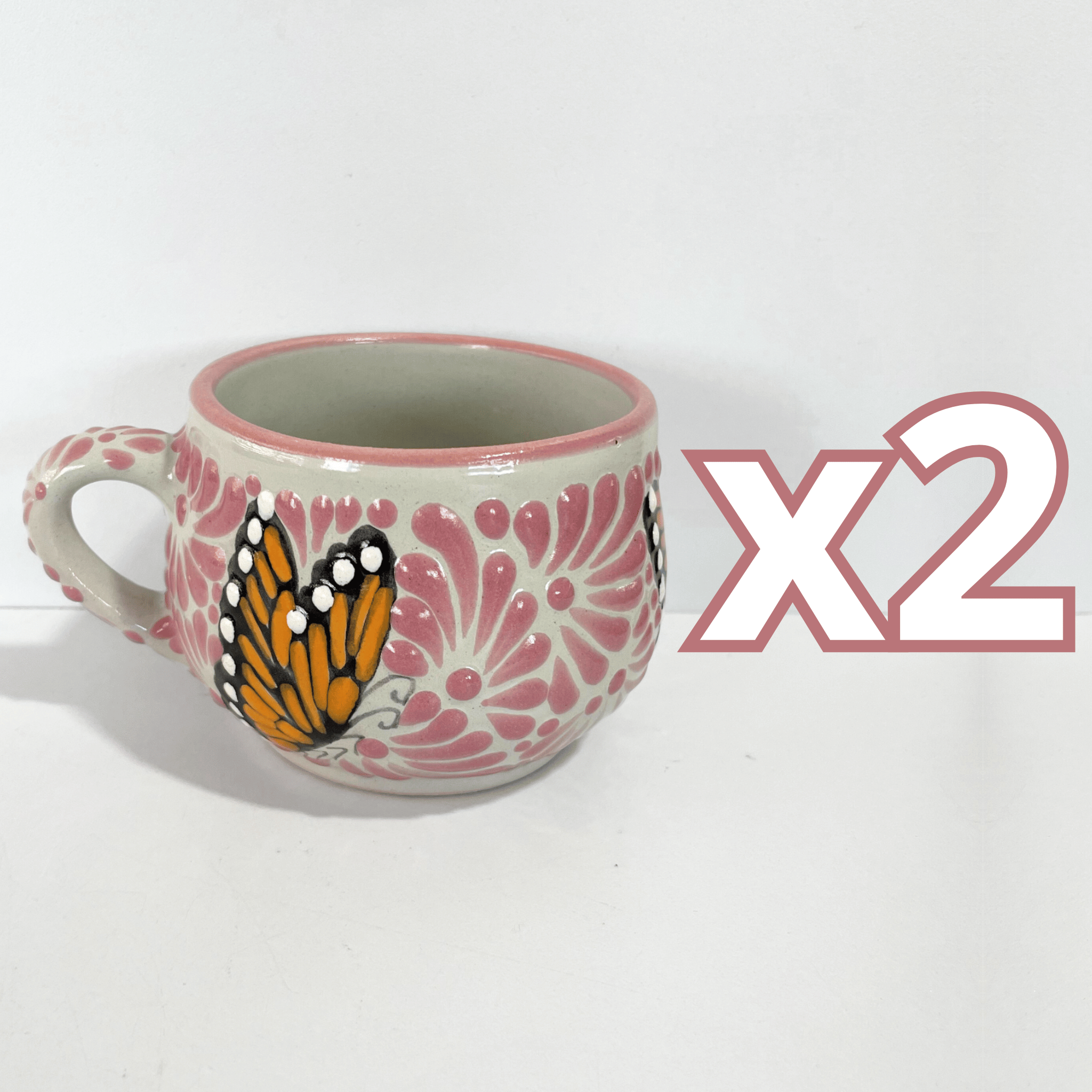 TAZA CHOCOLATERA MEDIANA FONDO TRADICIONAL MIK ROSA MARIPOSAS