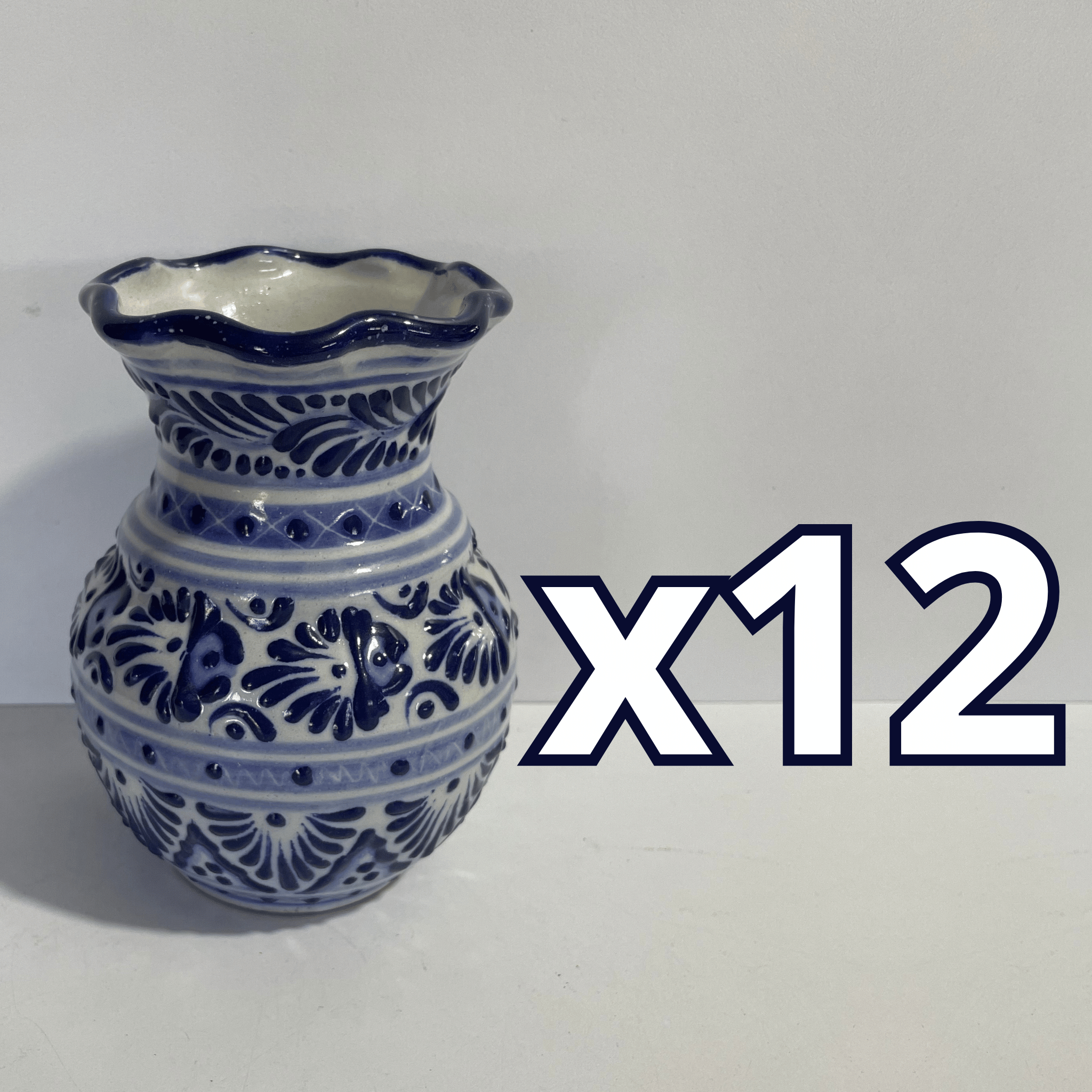 FLORERO ONDAS 15 CM FONDO TRADICIONAL CENEFA AZUL COBALTO