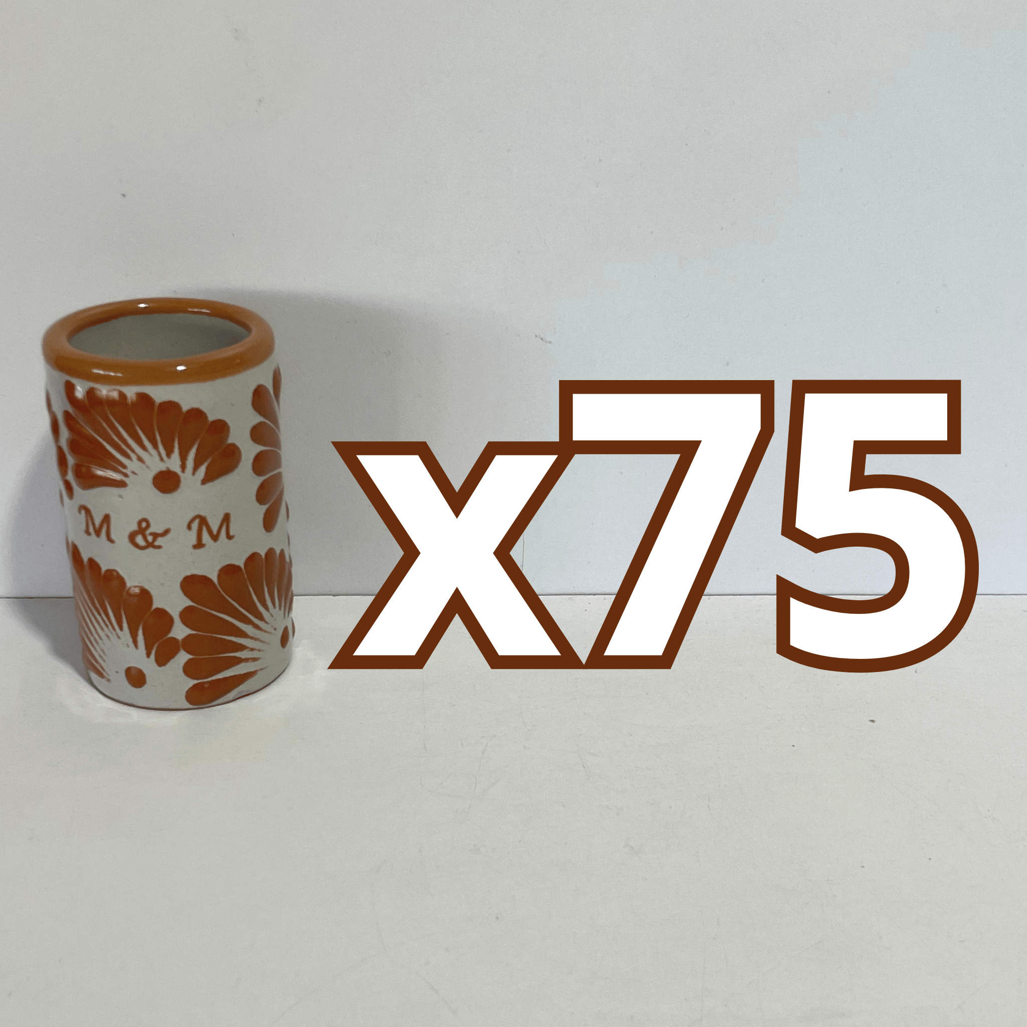 TEQUILERO PERSONALIZADO FONDO TRADICIONAL DECORADO TERRACOTA INICIALES