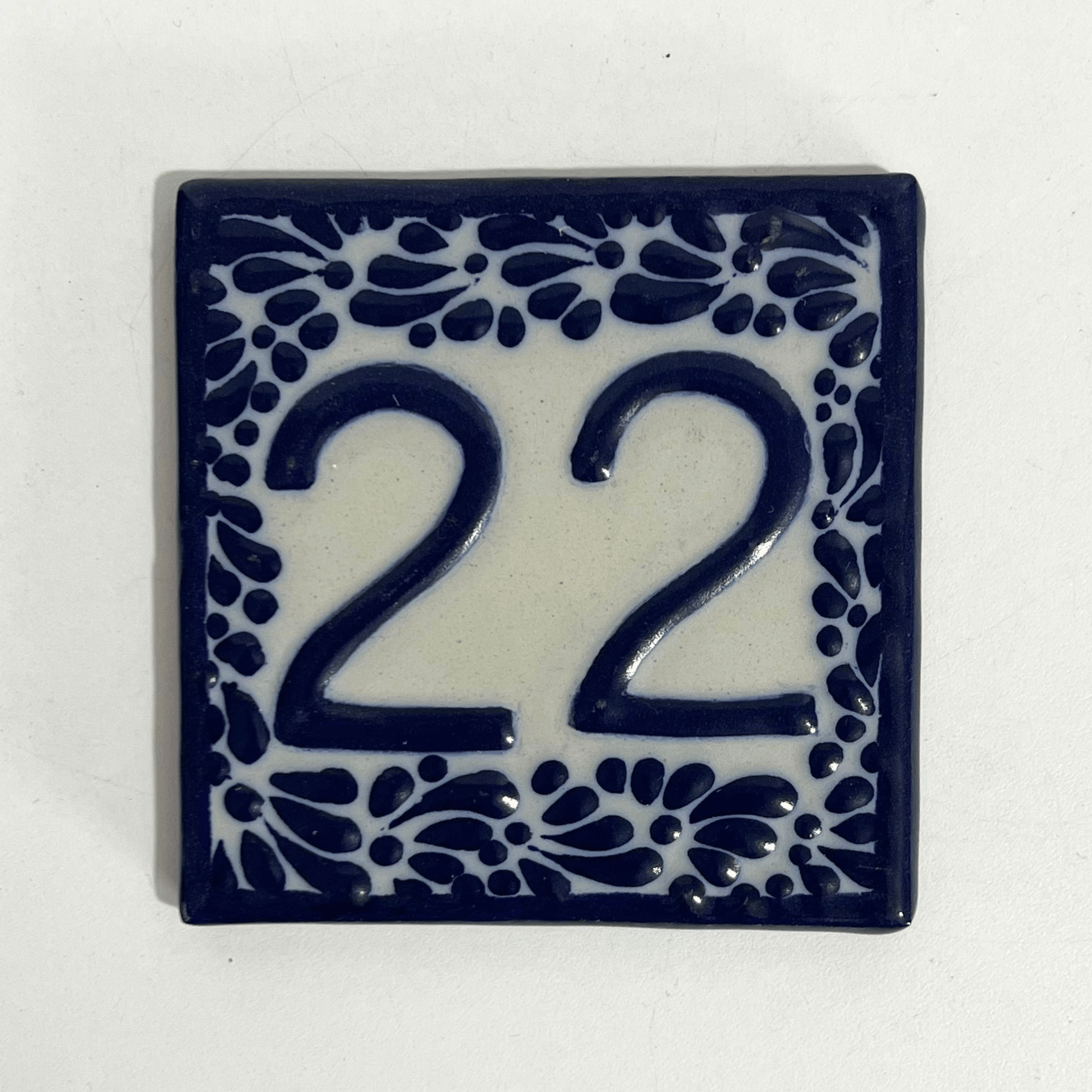MOSAICO 10 CM NUMERO 22 PARA EXTERIOR FONDO TRADICIONAL MIK CENEFA AZUL COBALTO