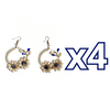 ARETES CRISTAL CORTADO BLANCO ESFERA FONDO TRADICIONAL DECORADO AZUL COBALTO